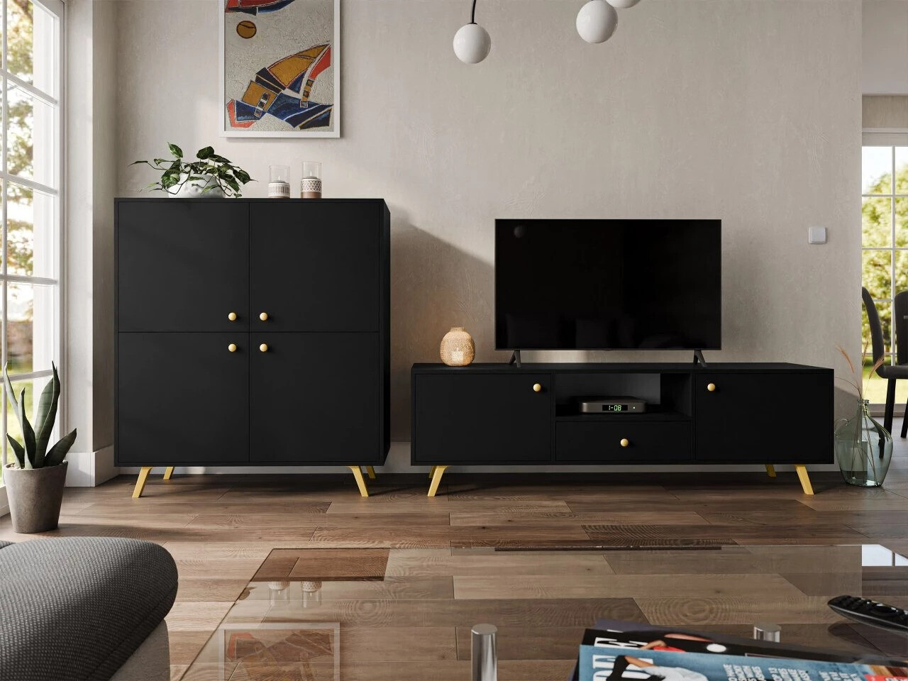 Set de living Monfera 105 (Negru)
