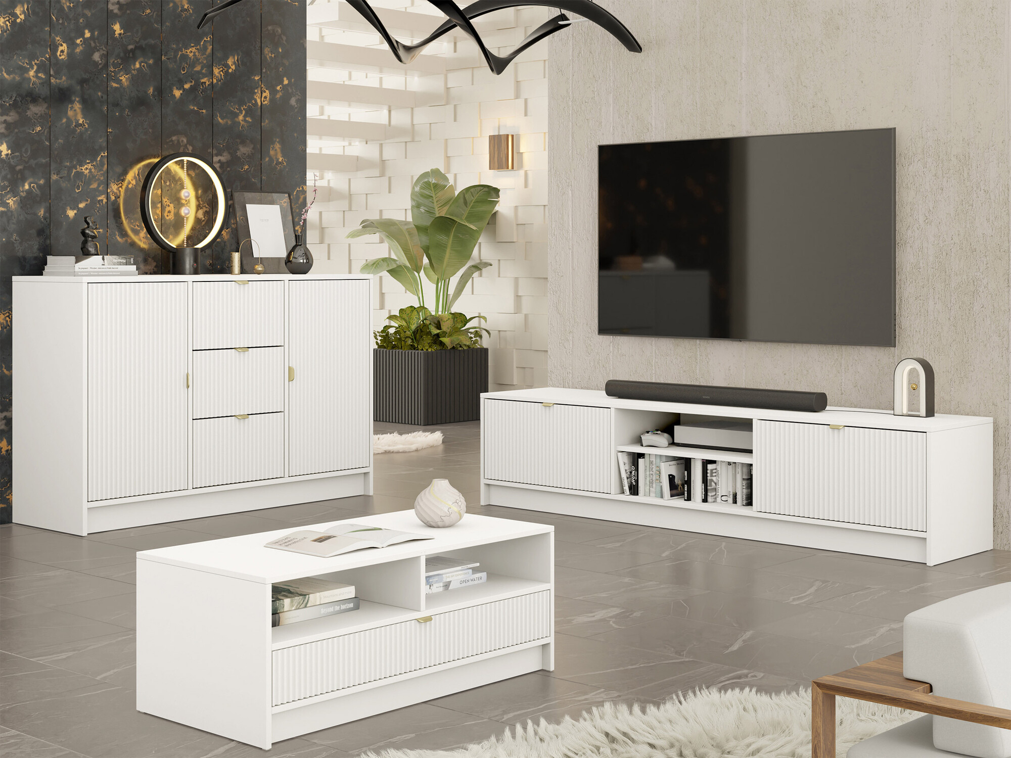 Set de living Comfivo Papilio I (Alb)