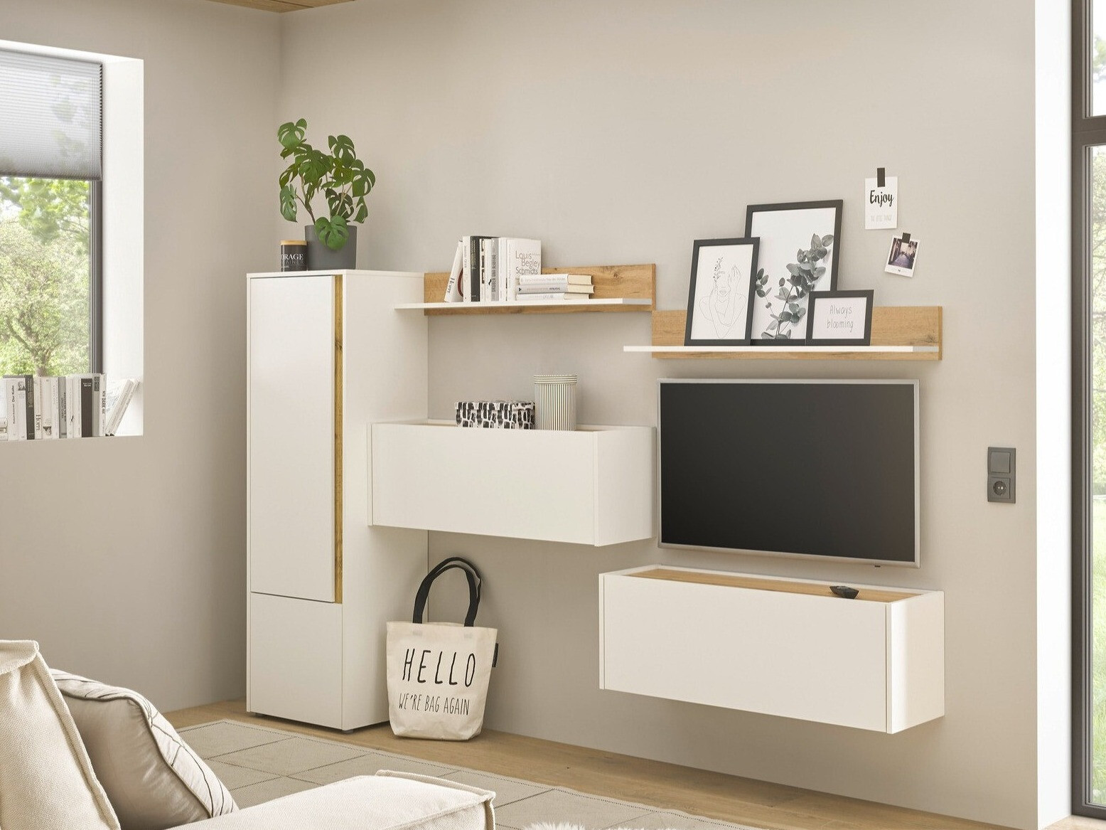 Set de living Elbsori 138 (Alb + Stejar Wotan)