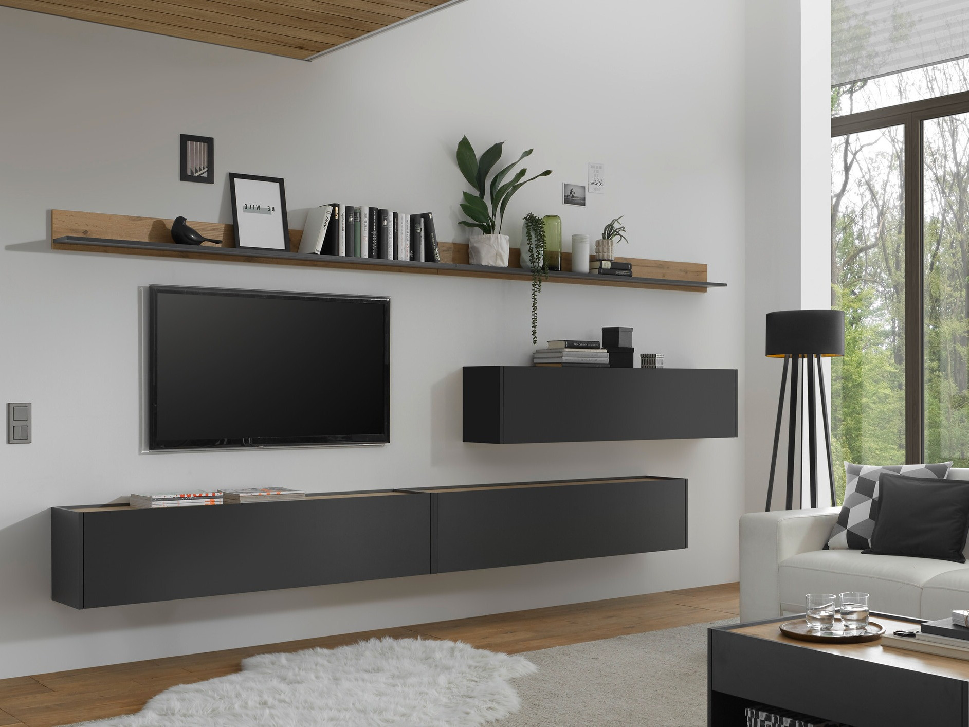 Set de living Elbsori 142 (Antracit + Stejar Wotan)