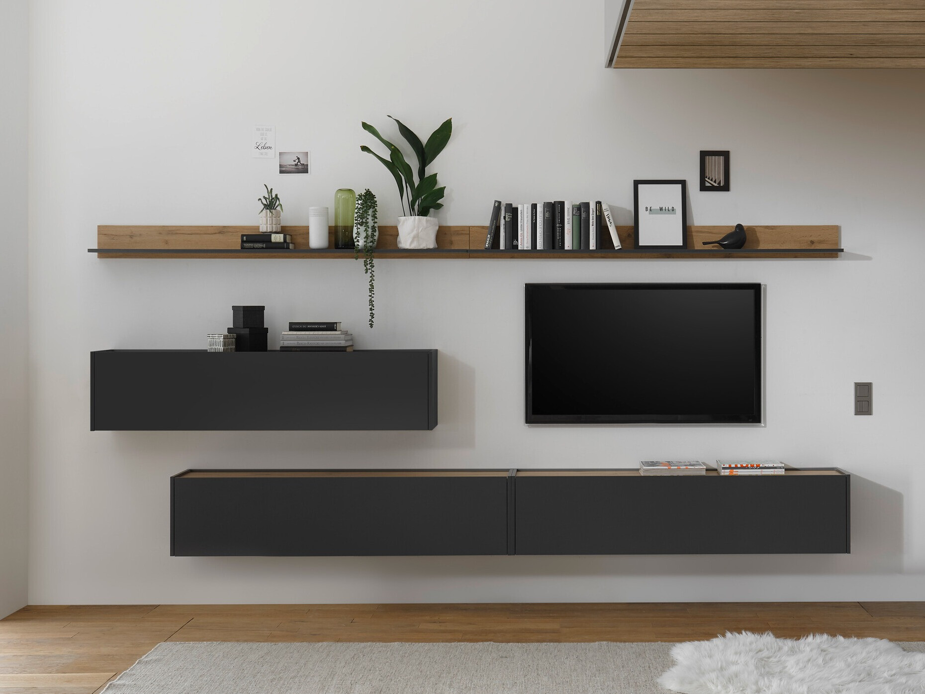 Set de living Elbsori 142 (Antracit + Stejar Wotan)