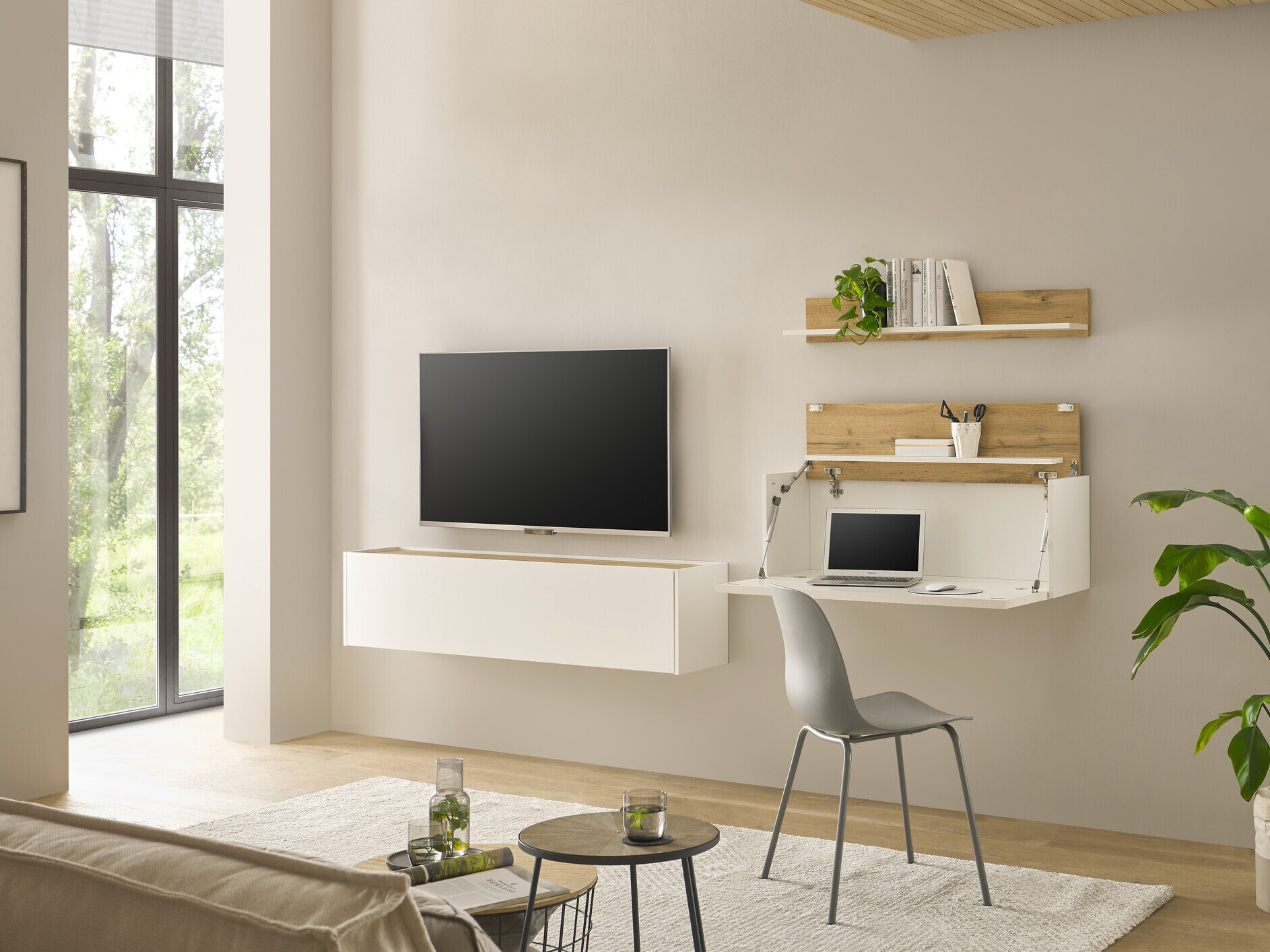 Set de living Elbsori 143 (Alb + Stejar Wotan)