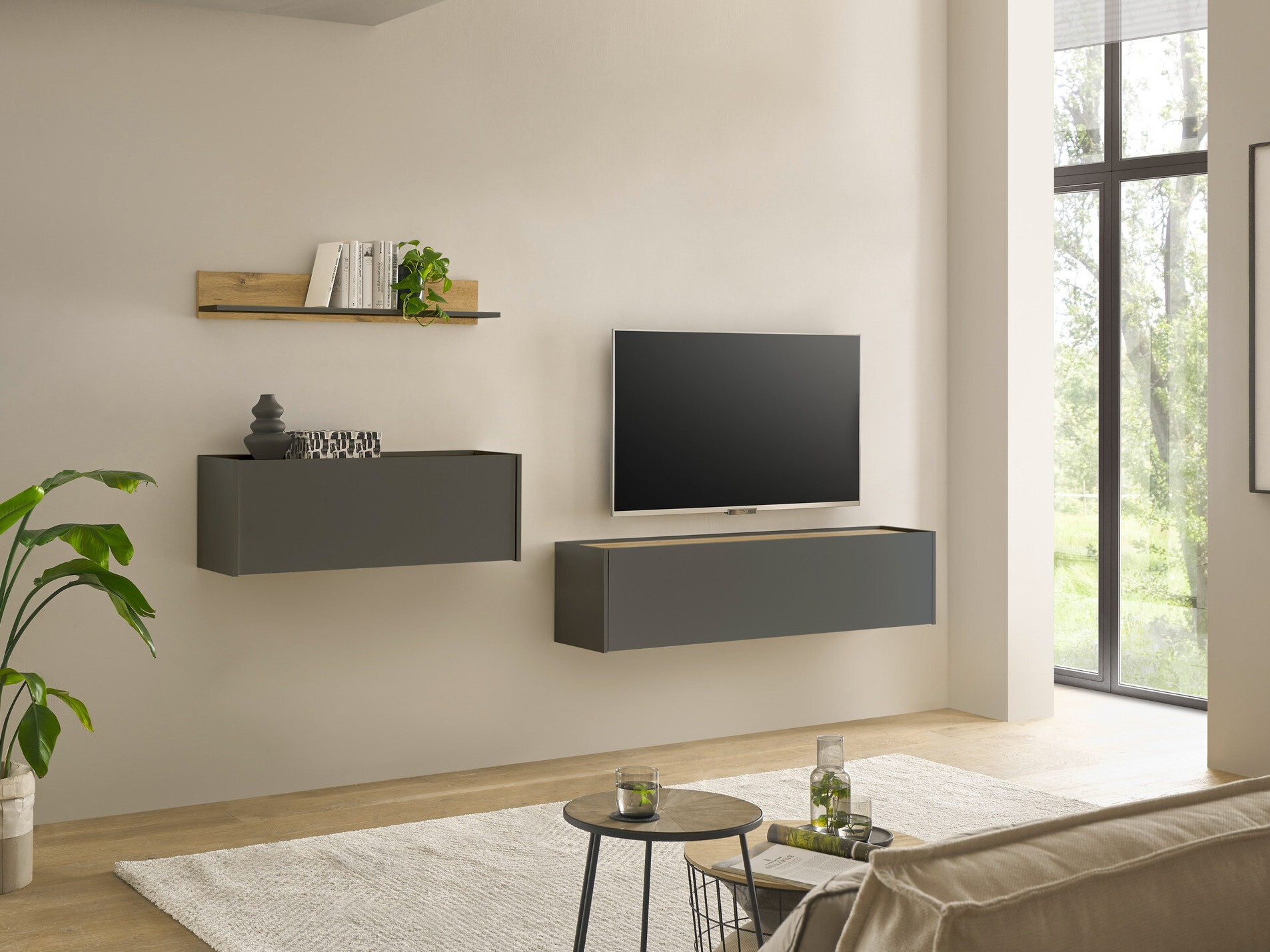 Set de living Elbsori 143 (Antracit + Stejar Wotan)