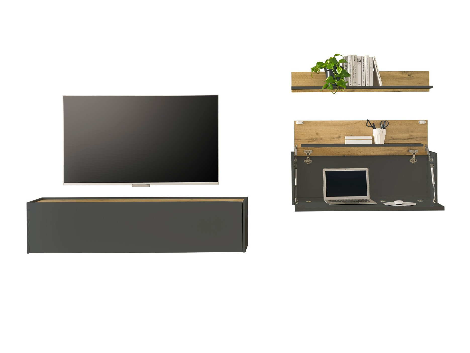 Set de living Elbsori 143 (Antracit + Stejar Wotan)