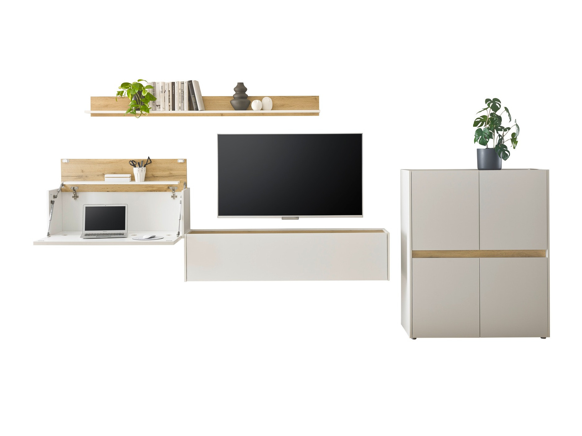 Set de living Elbsori 144 (Alb + Stejar Wotan)