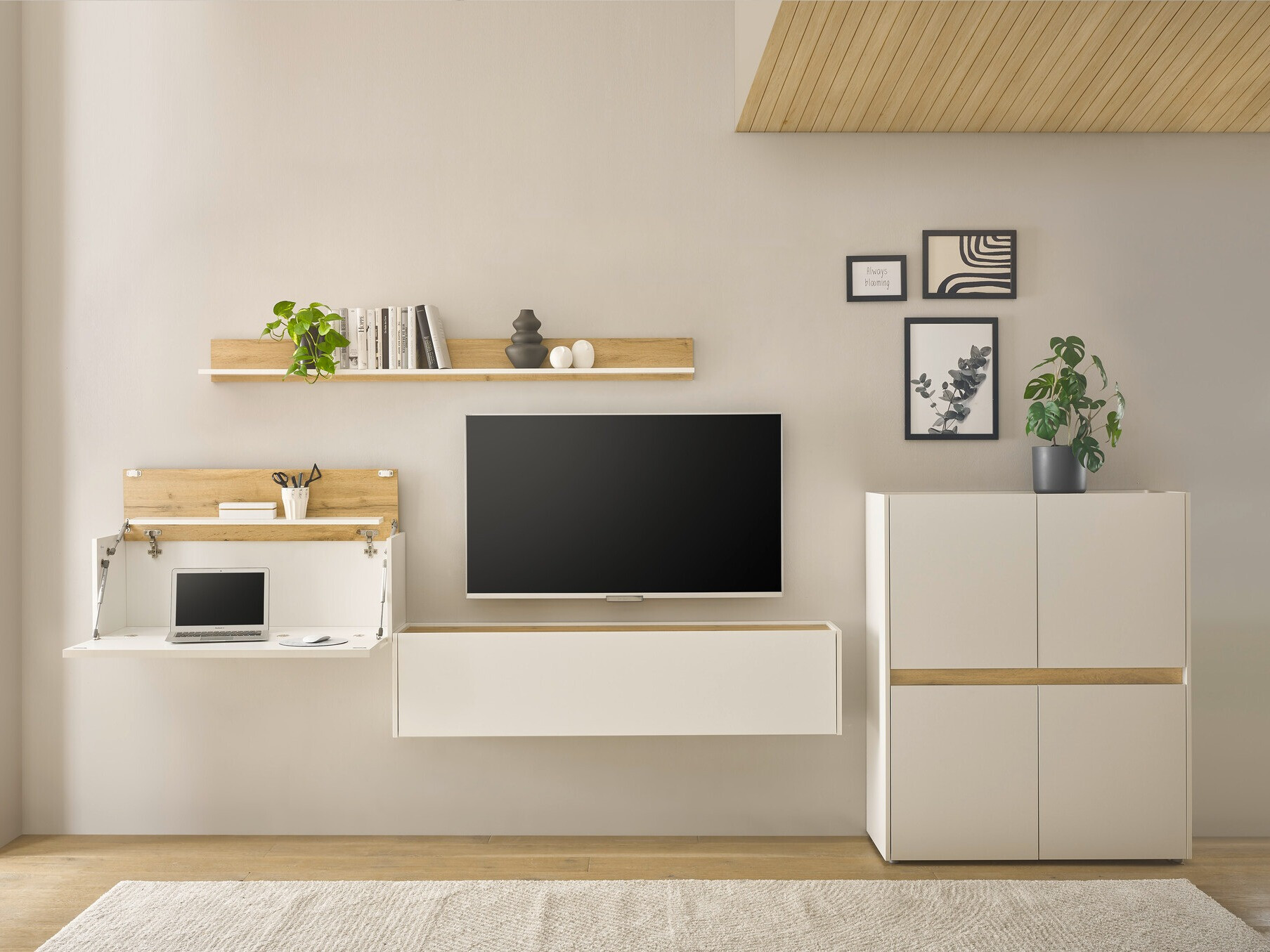 Set de living Elbsori 144 (Alb + Stejar Wotan)