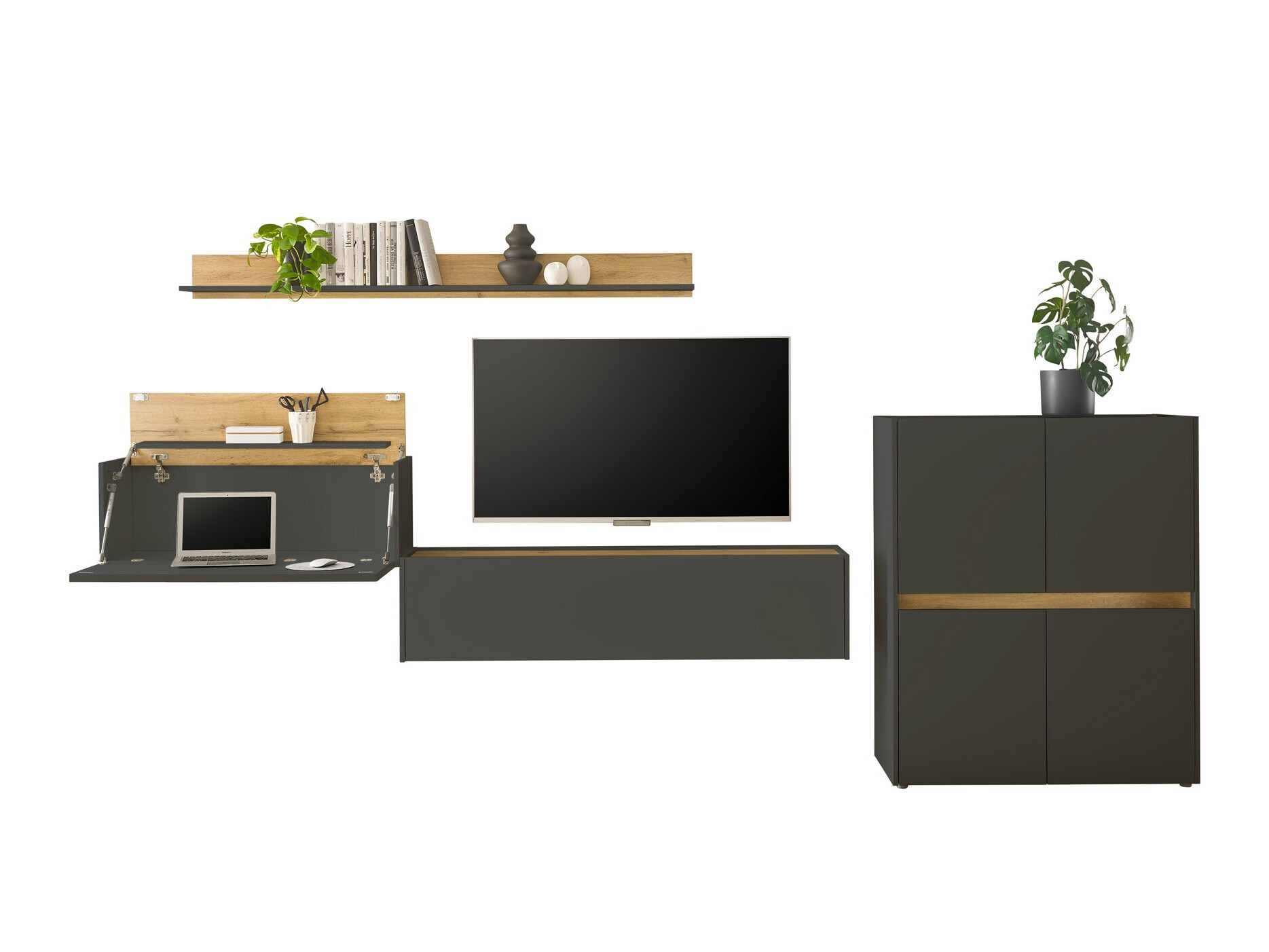 Set de living Elbsori 144 (Antracit + Stejar Wotan)