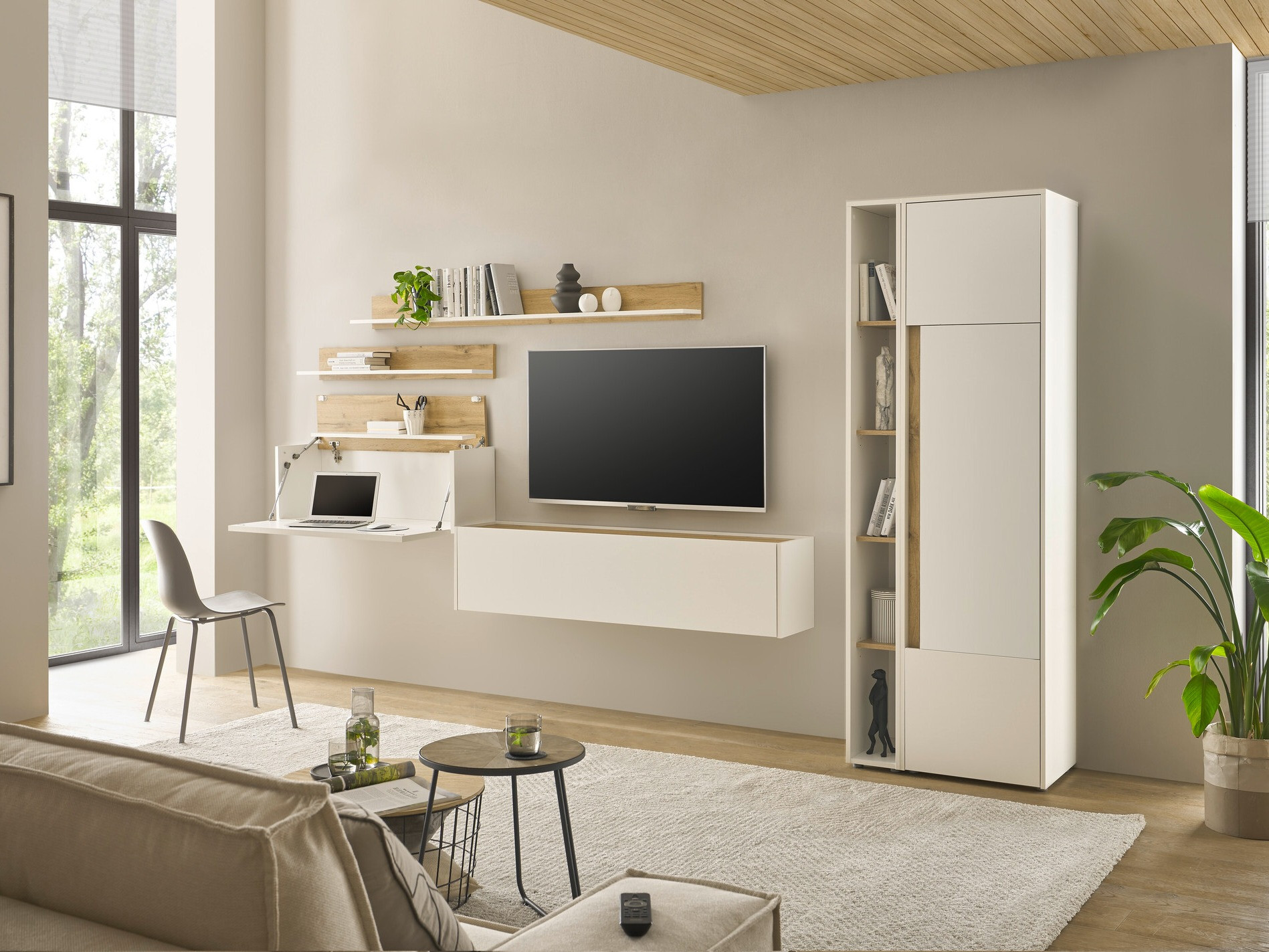 Set de living Elbsori 145 (Alb + Stejar Wotan)