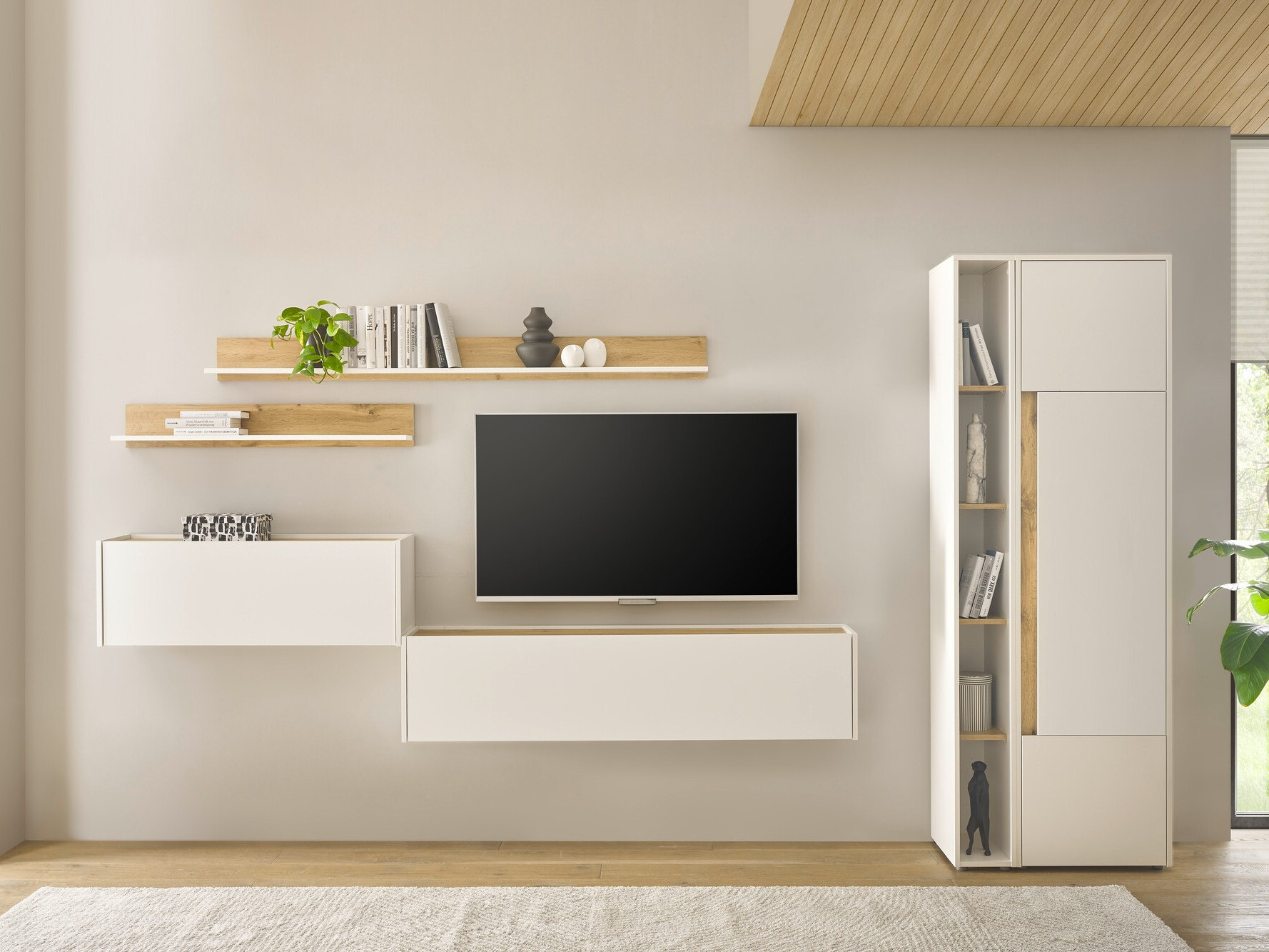 Set de living Elbsori 145 (Alb + Stejar Wotan)