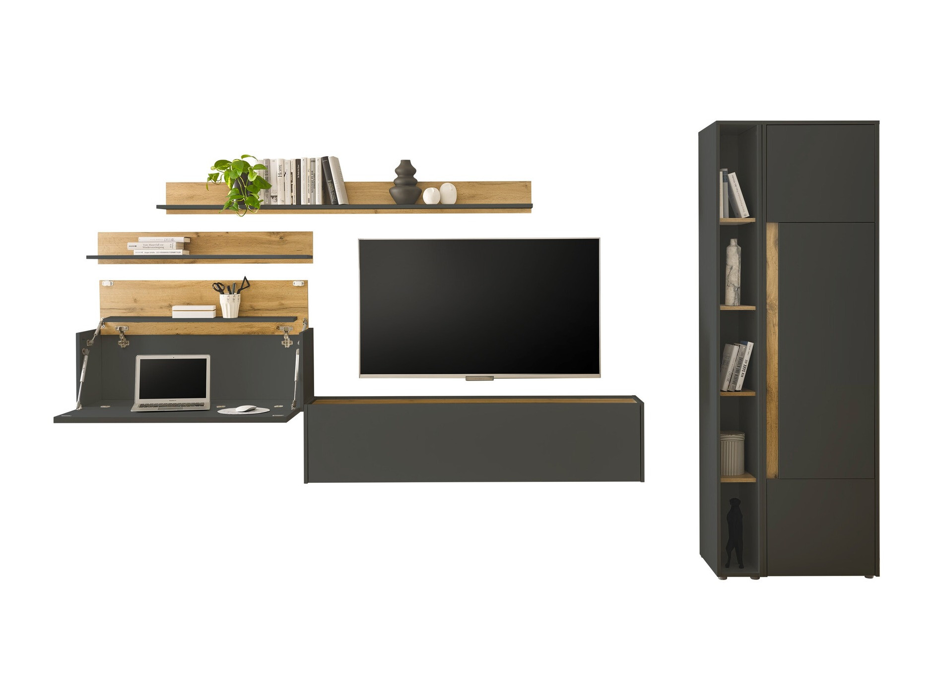 Set de living Elbsori 145 (Antracit + Stejar Wotan)