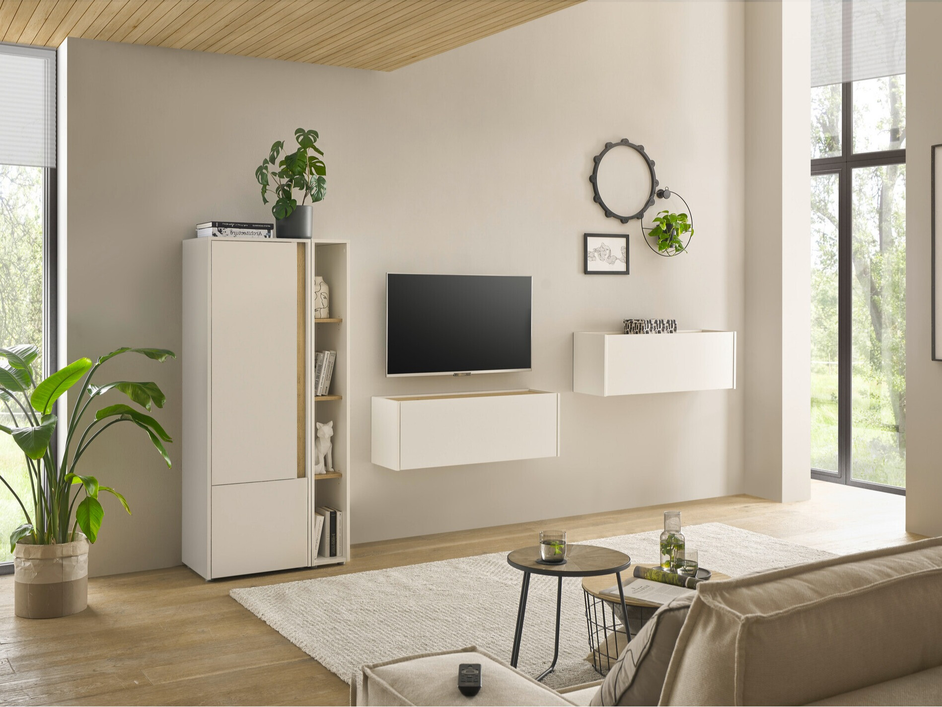 Set de living Elbsori 146 (Alb + Stejar Wotan)