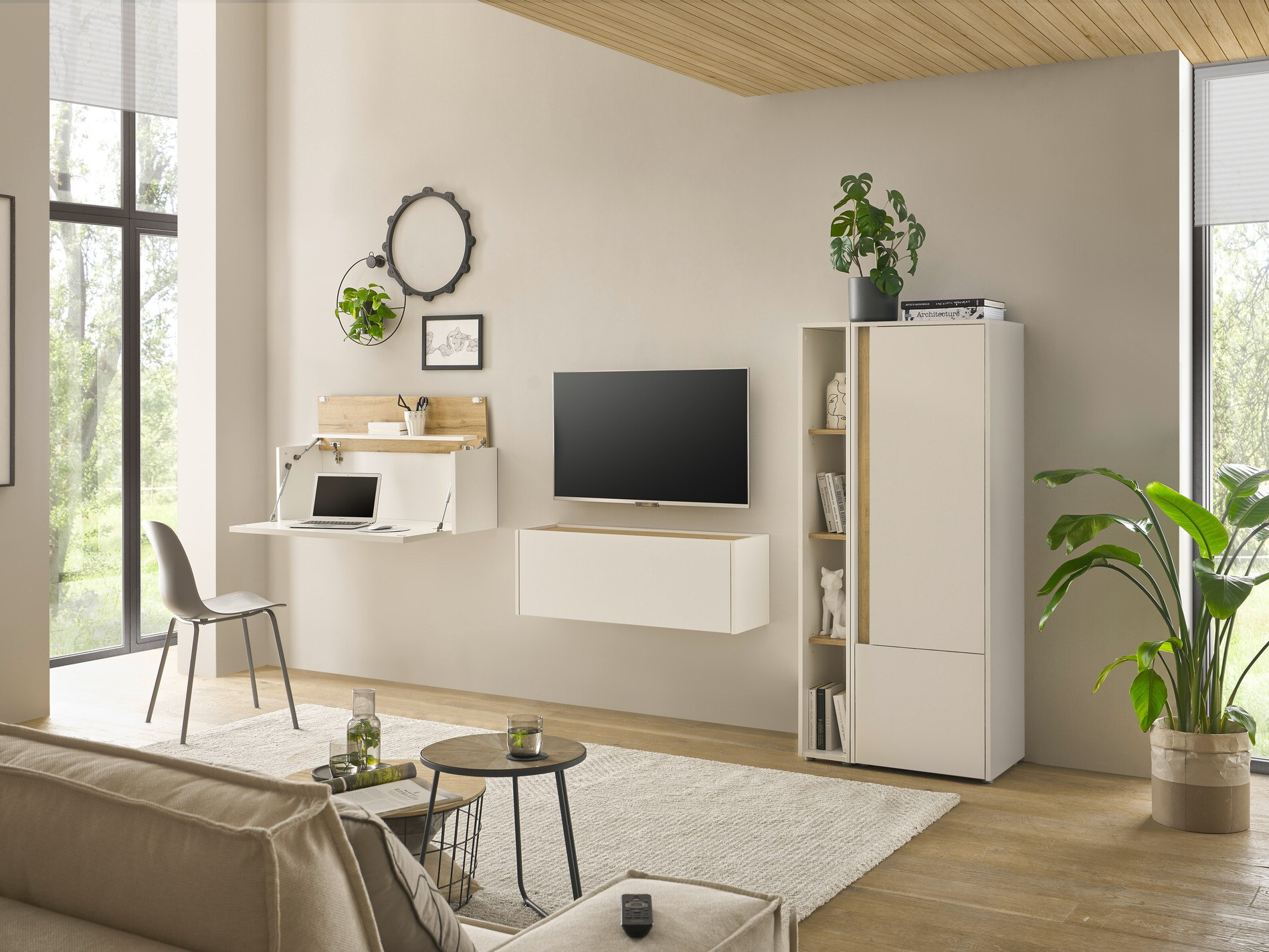 Set de living Elbsori 146 (Alb + Stejar Wotan)