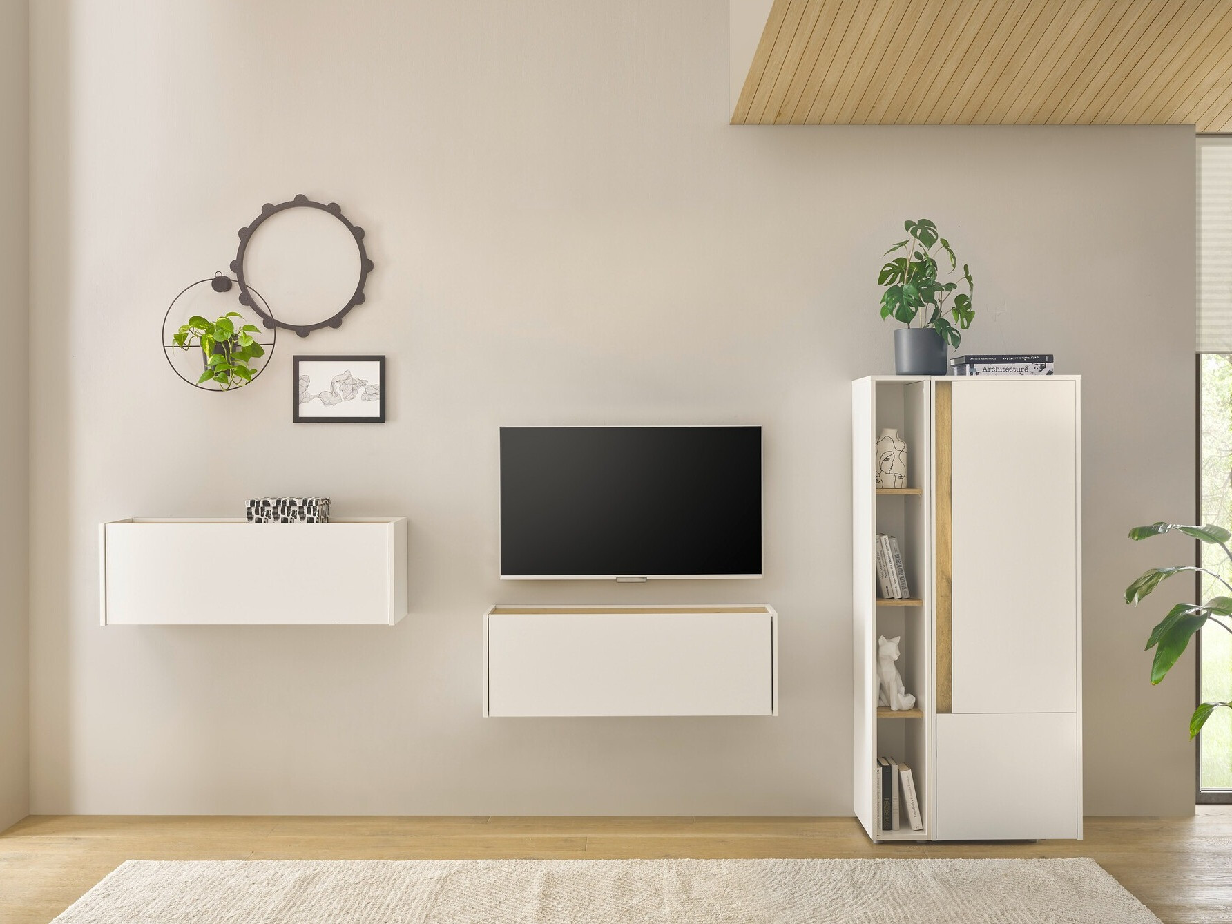 Set de living Elbsori 146 (Alb + Stejar Wotan)