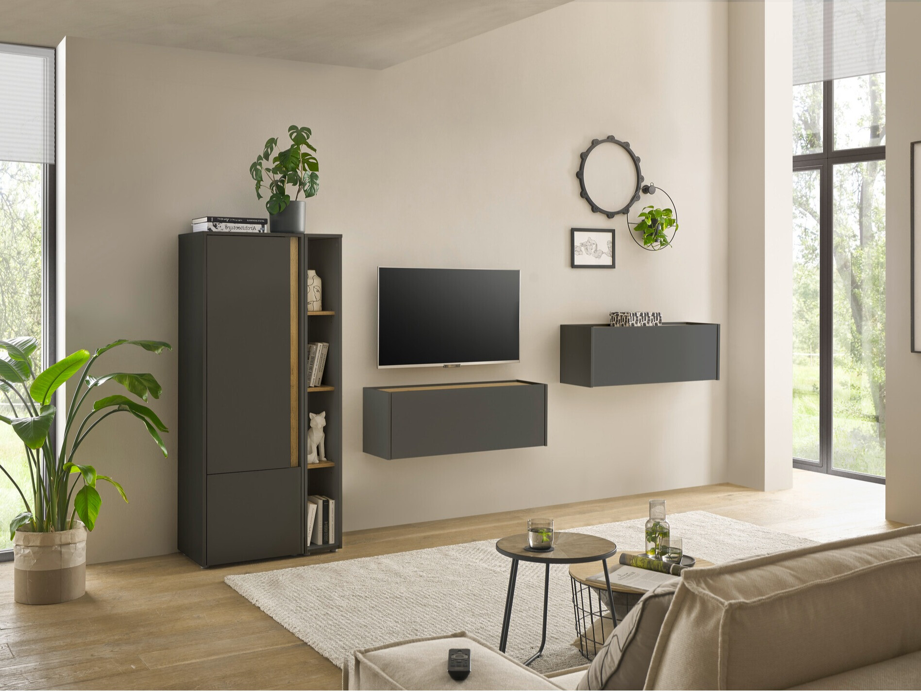 Set de living Elbsori 146 (Antracit + Stejar Wotan)