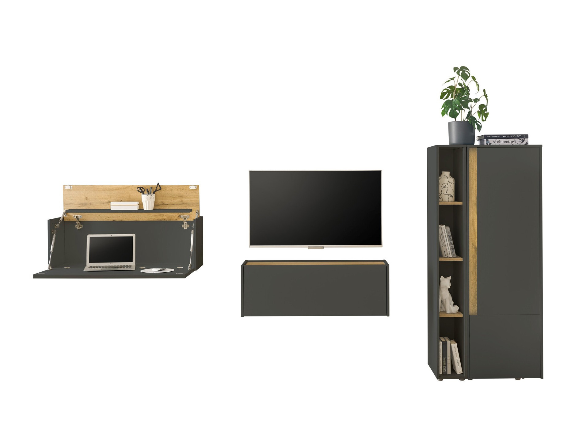 Set de living Elbsori 146 (Antracit + Stejar Wotan)