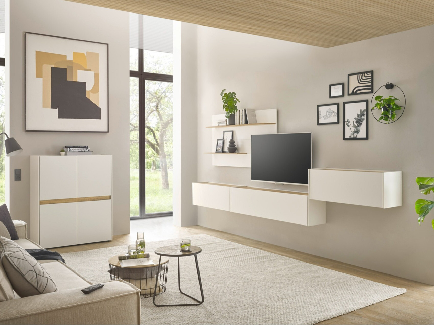 Set de living Elbsori 147 (Alb + Stejar Wotan)