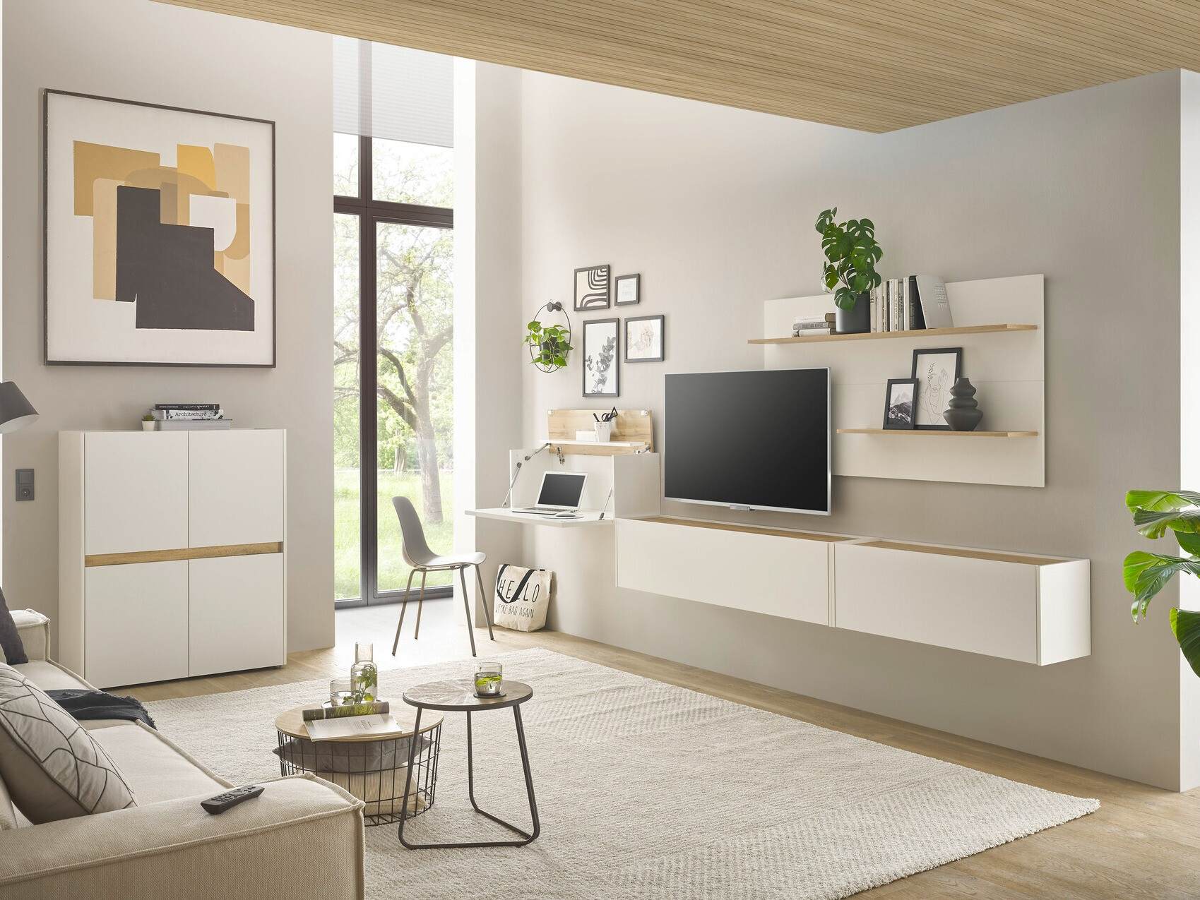 Set de living Elbsori 147 (Alb + Stejar Wotan)