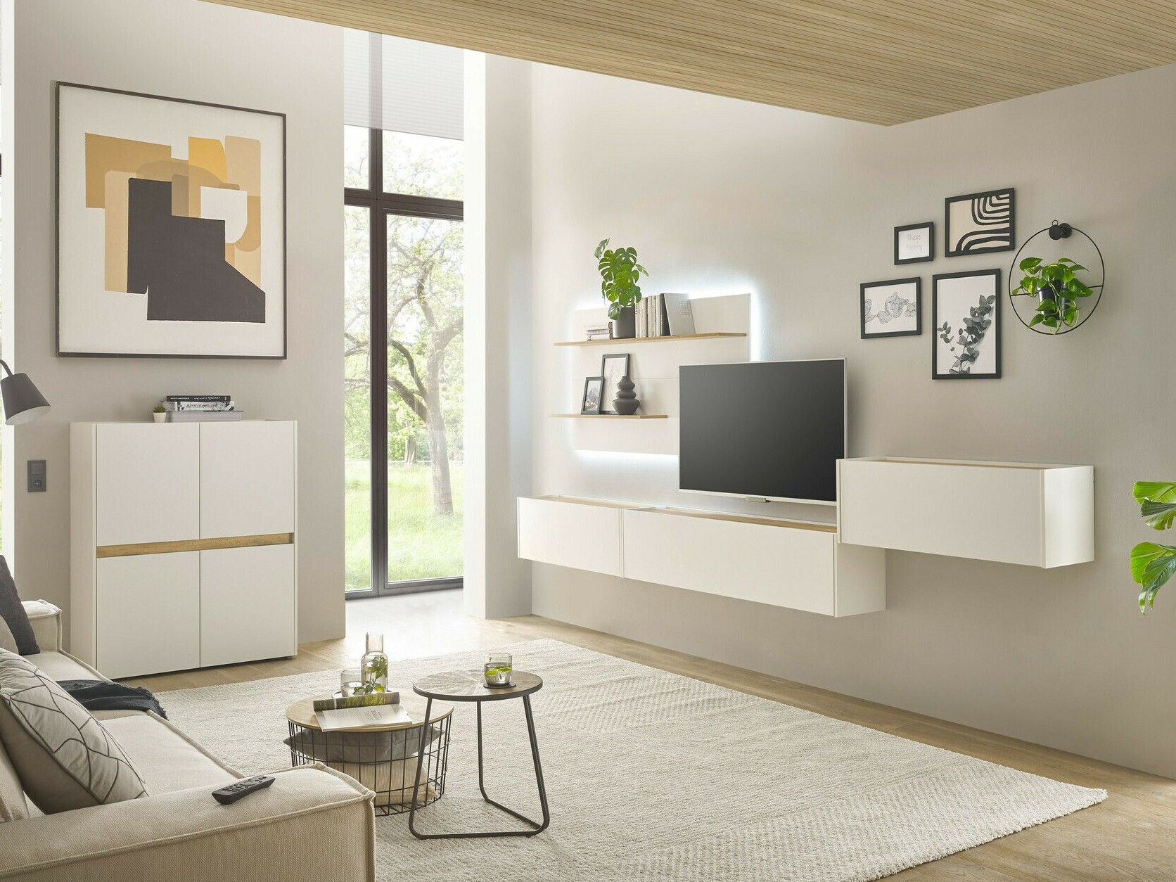 Set de living Elbsori 147 (Alb + Stejar Wotan)