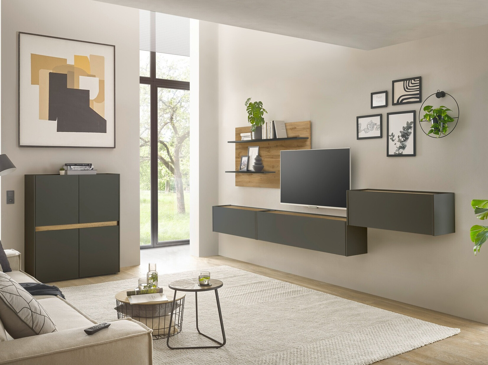 Set de living Elbsori 147 (Antracit + Stejar Wotan)