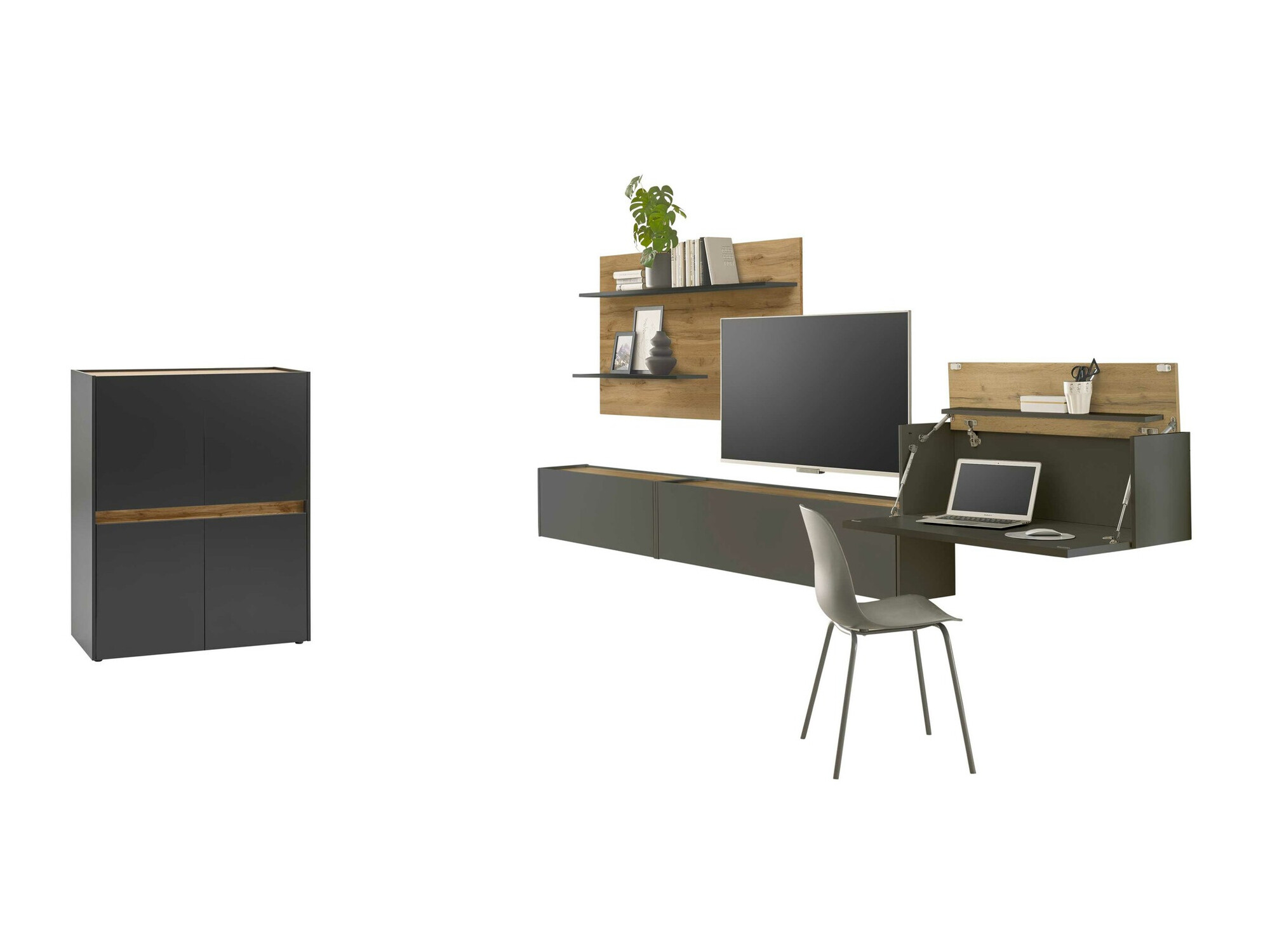 Set de living Elbsori 147 (Antracit + Stejar Wotan)