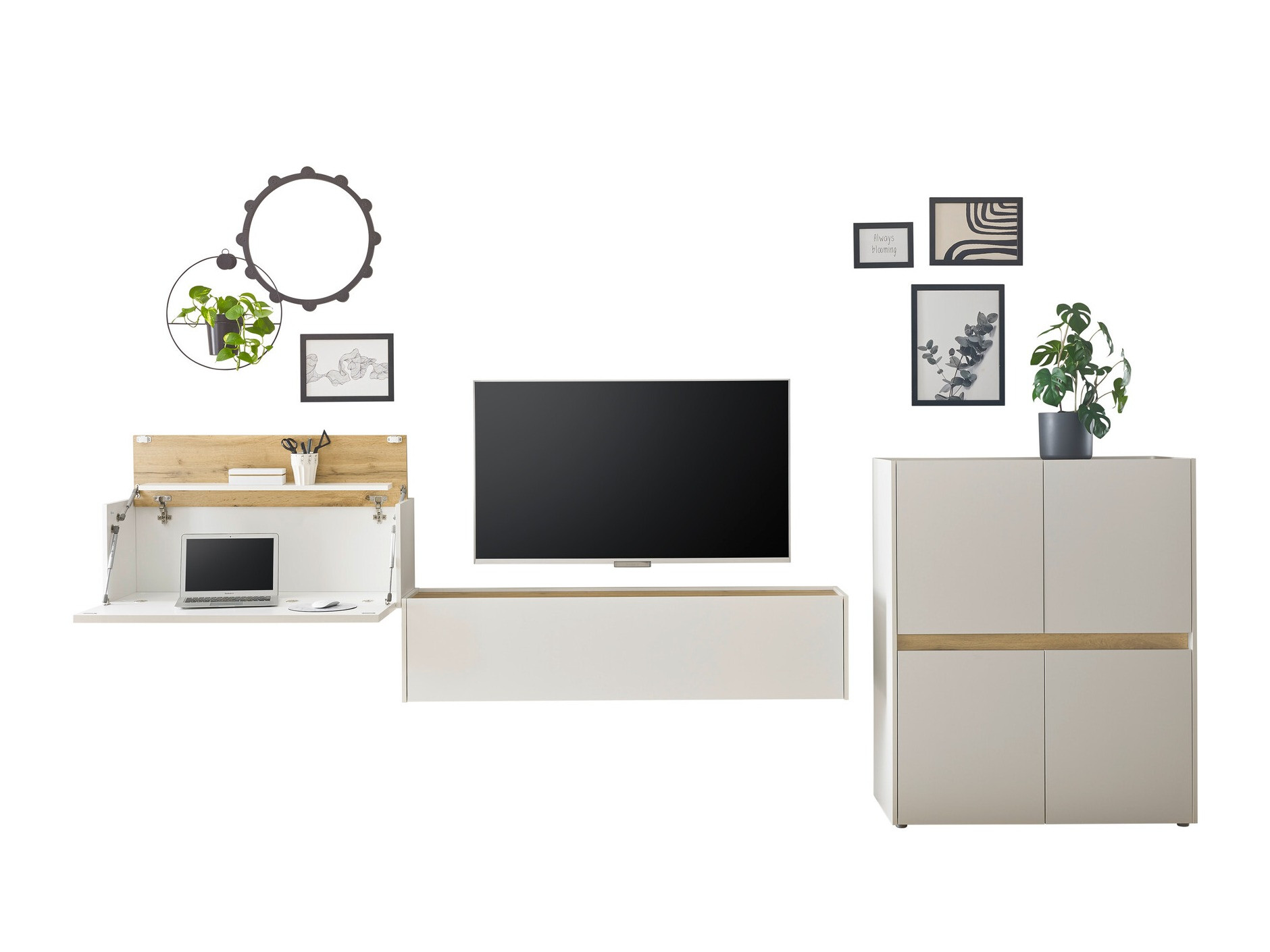 Set de living Elbsori 148 (Alb + Stejar Wotan)