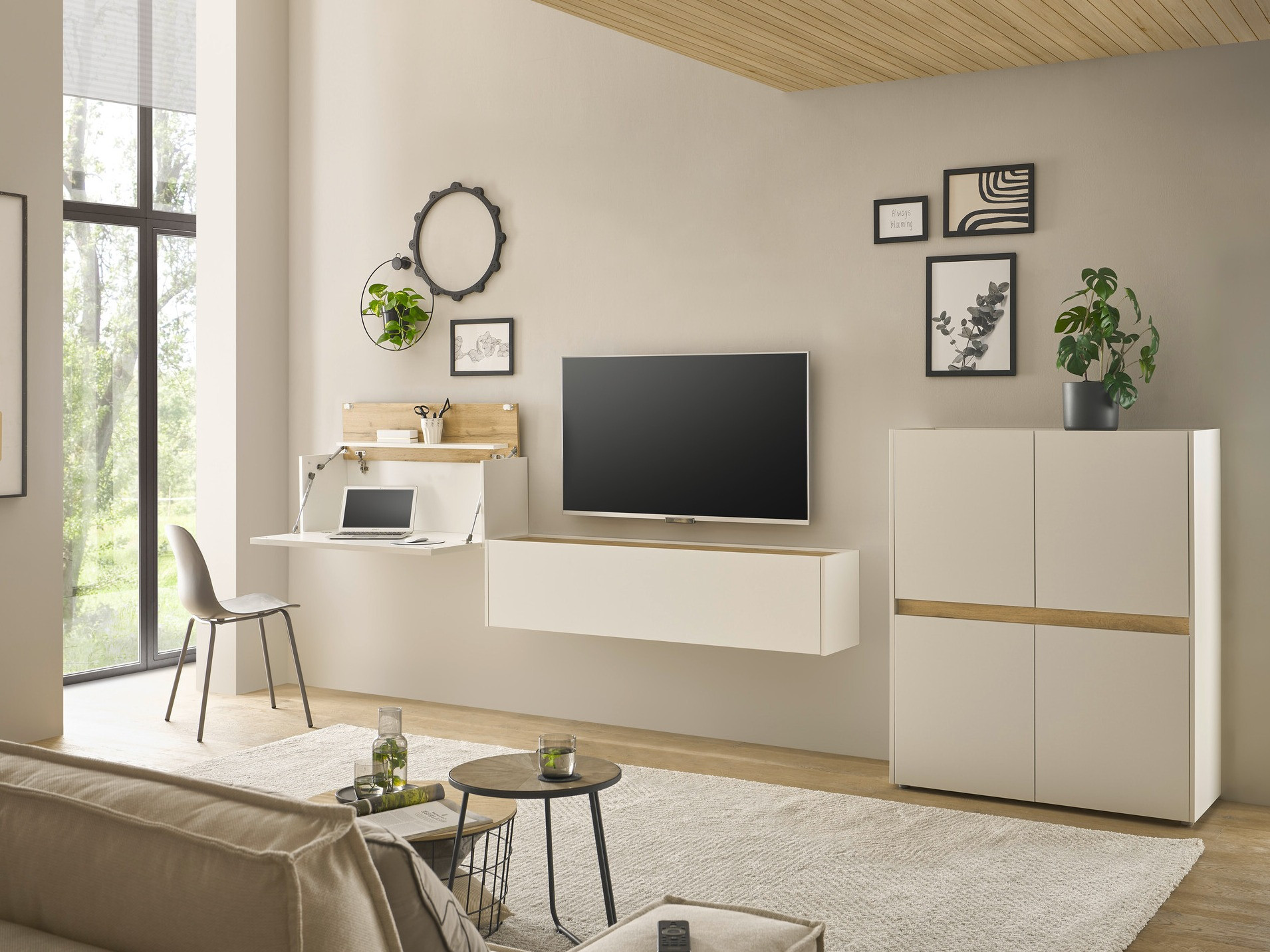 Set de living Elbsori 148 (Alb + Stejar Wotan)