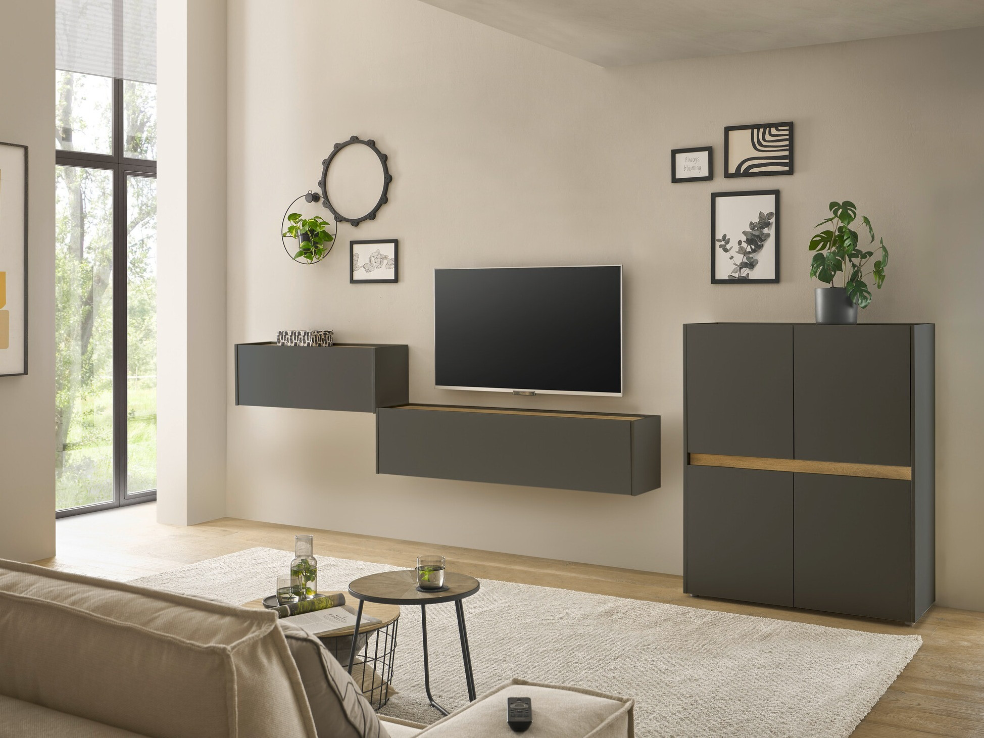 Set de living Elbsori 148 (Antracit + Stejar Wotan)