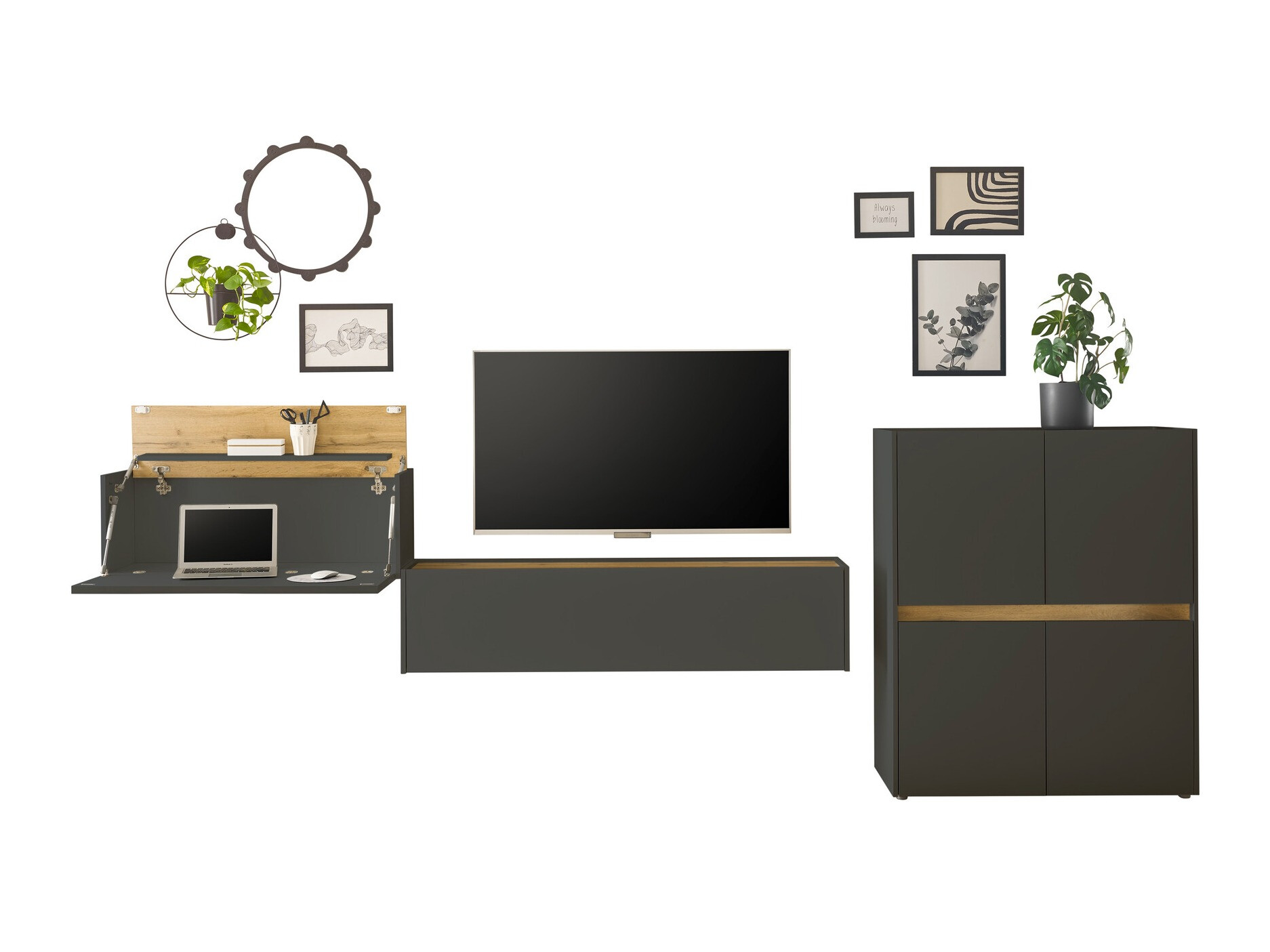 Set de living Elbsori 148 (Antracit + Stejar Wotan)