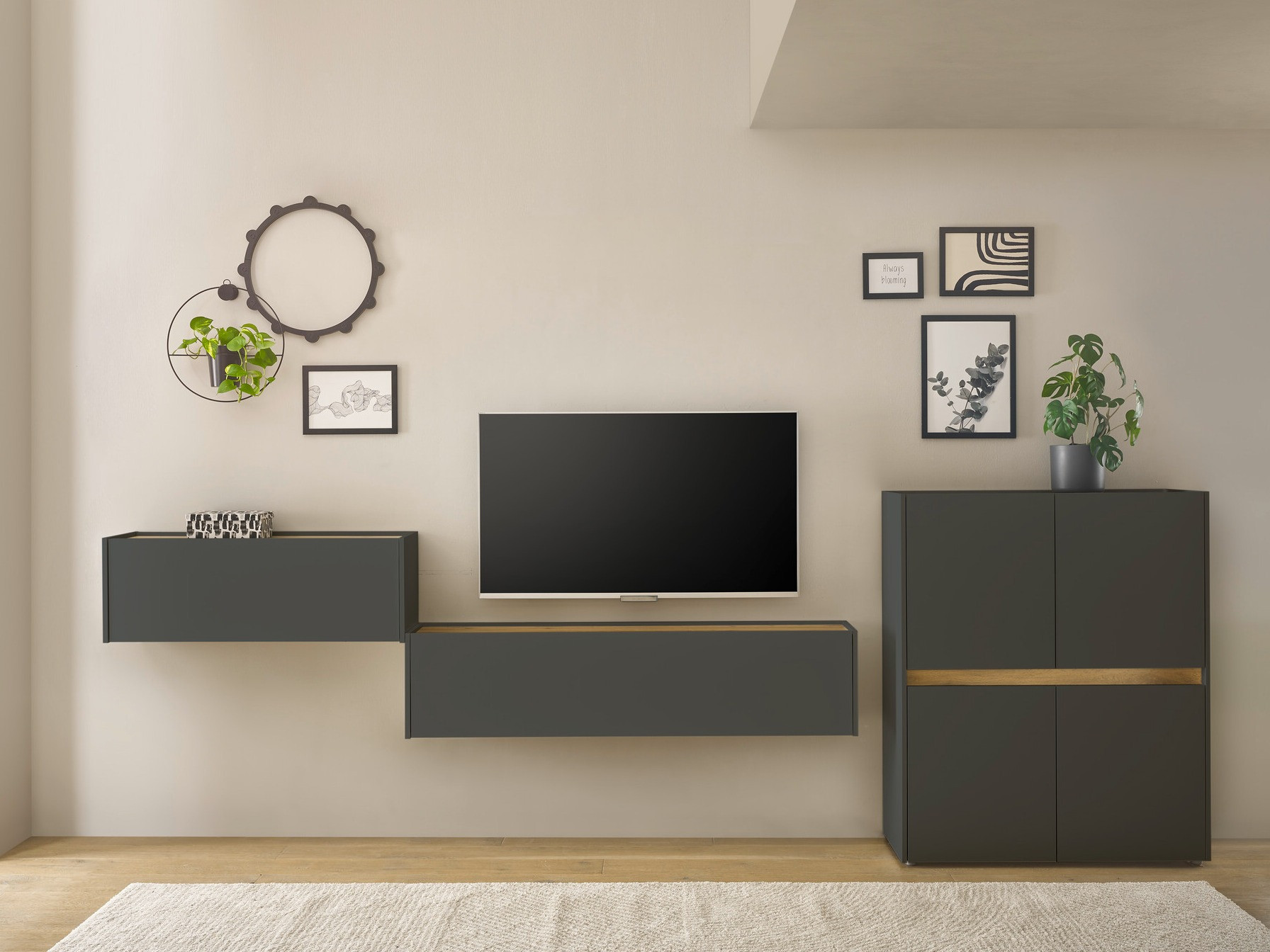 Set de living Elbsori 148 (Antracit + Stejar Wotan)