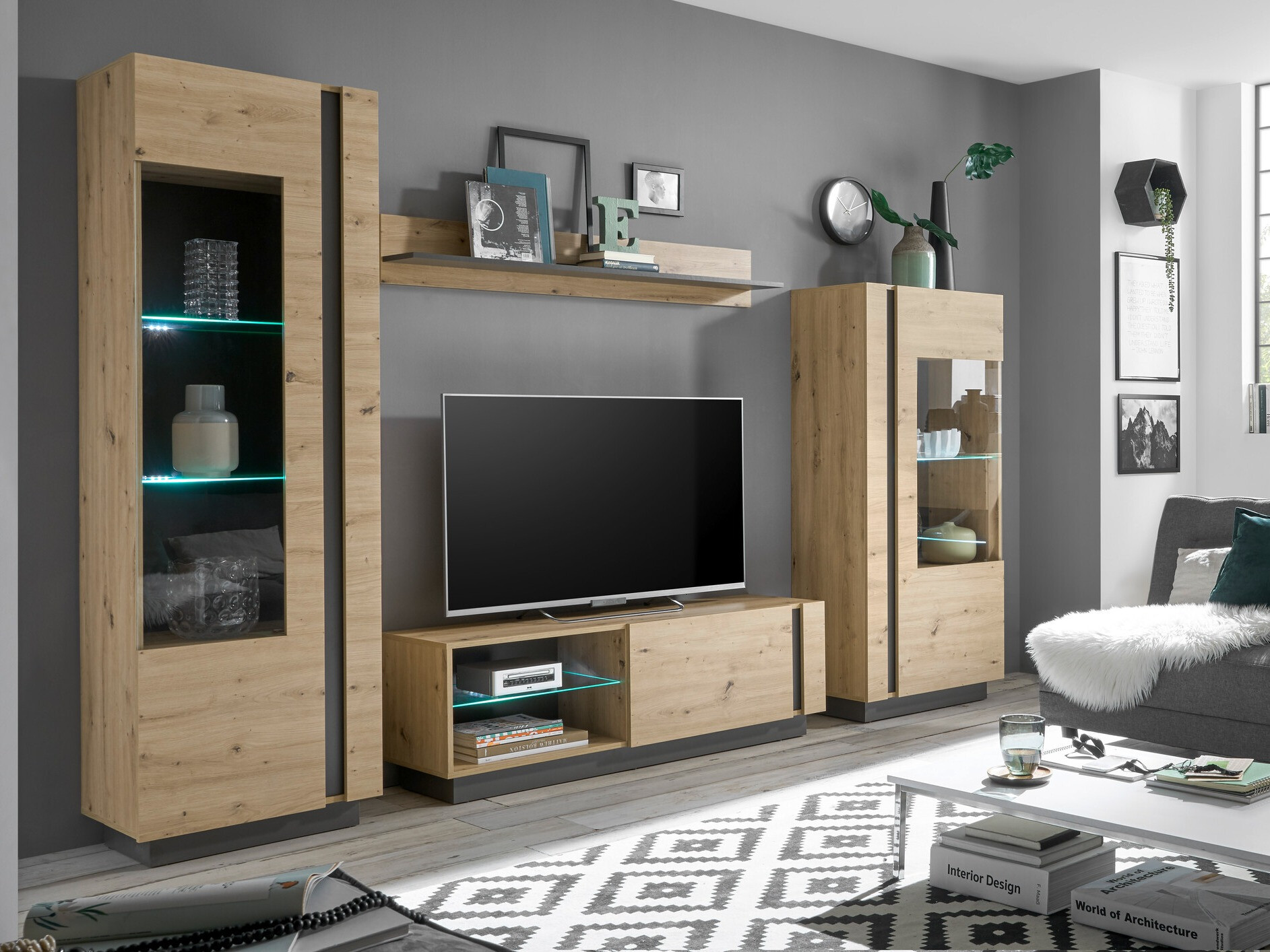 Set de living Veropho 110 (Stejar artizan + Grafit)