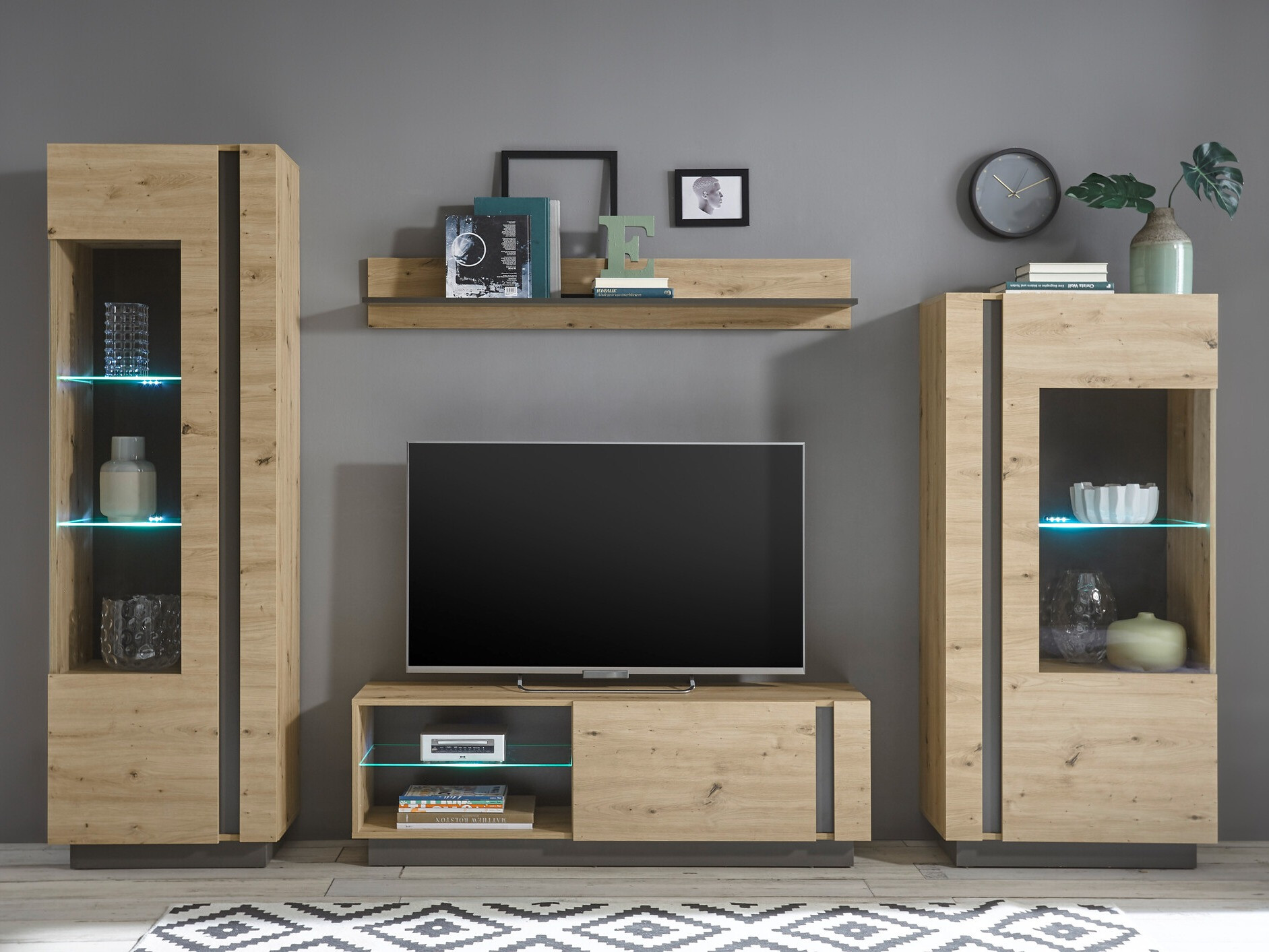 Set de living Veropho 110 (Stejar artizan + Grafit)