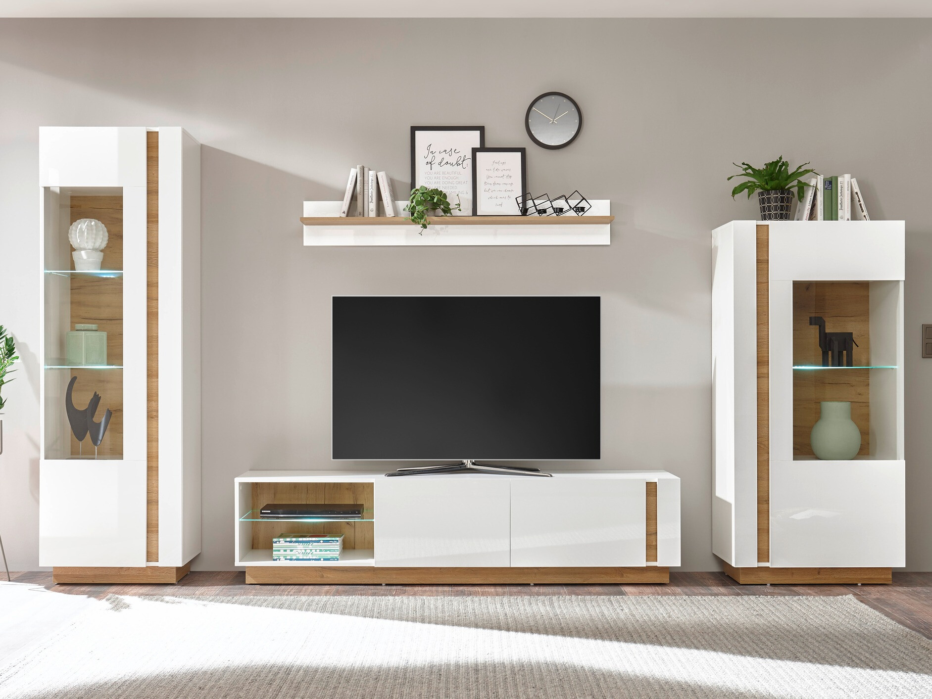 Set de living Veropho 112 (Alb lucios + Stejar Grandson)