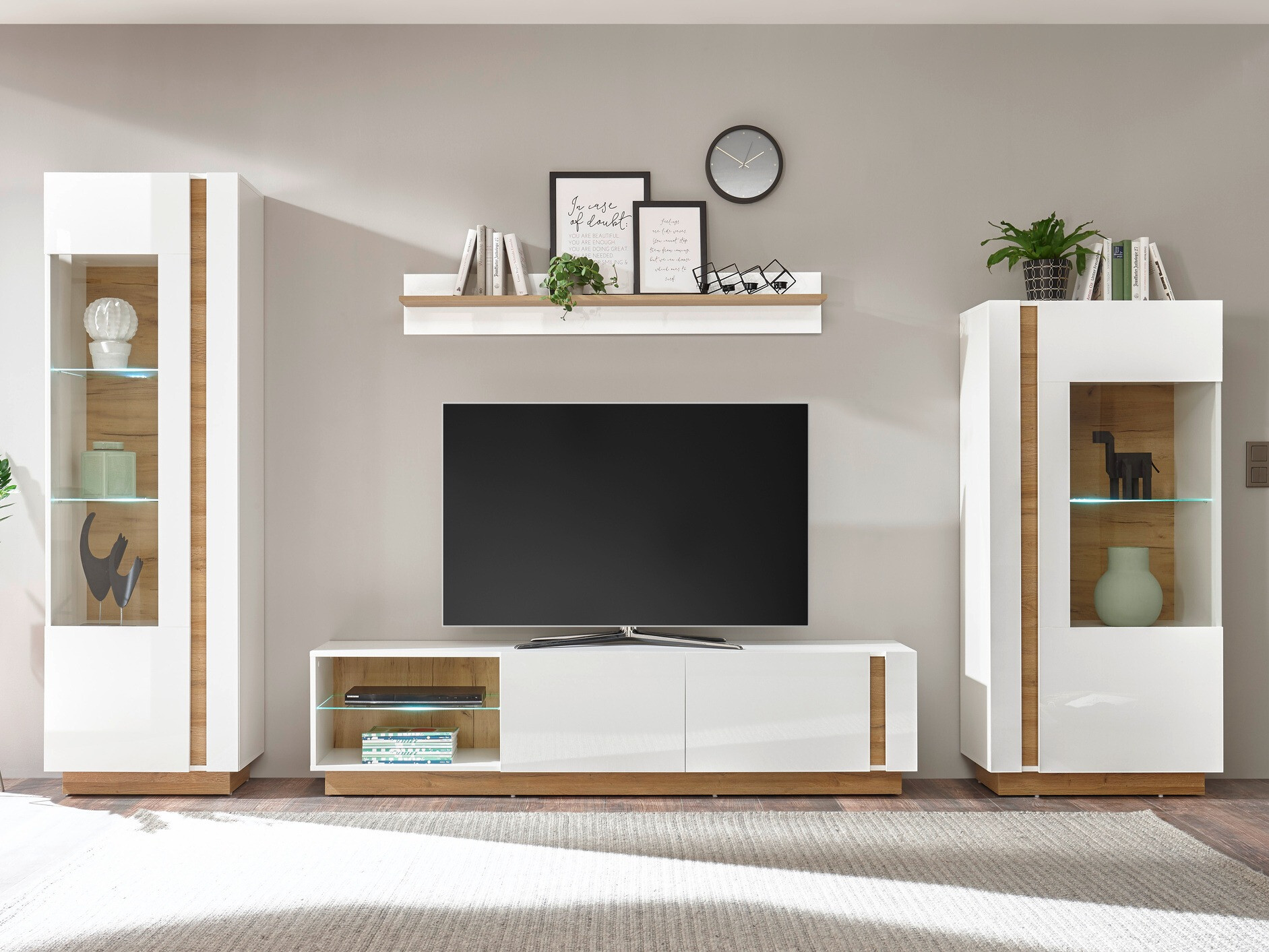 Set de living Veropho 112 (Alb lucios + Stejar Grandson)