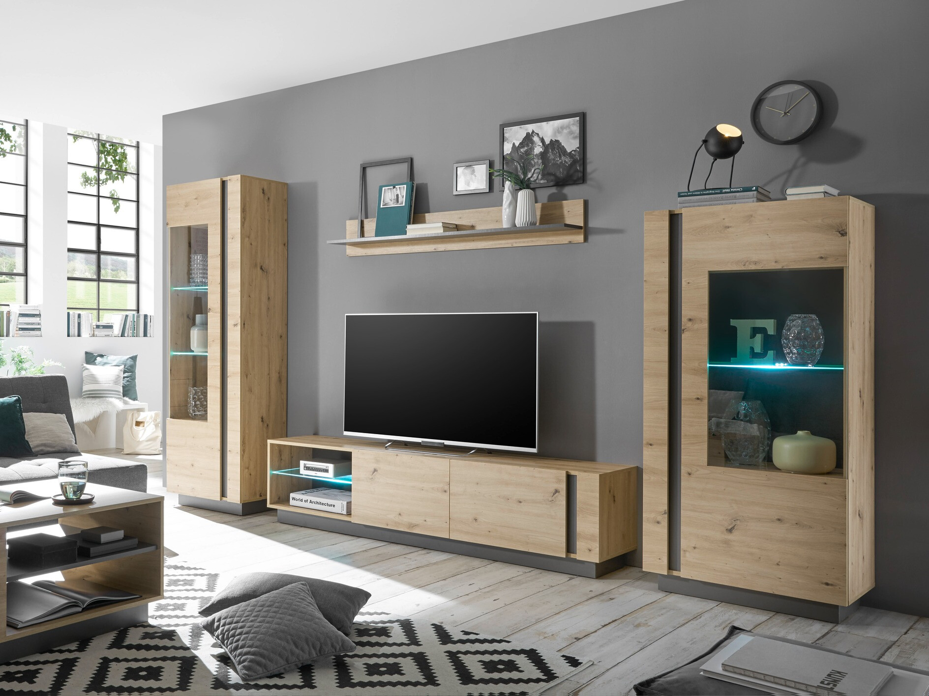 Set de living Veropho 112 (Stejar artizan + Grafit)