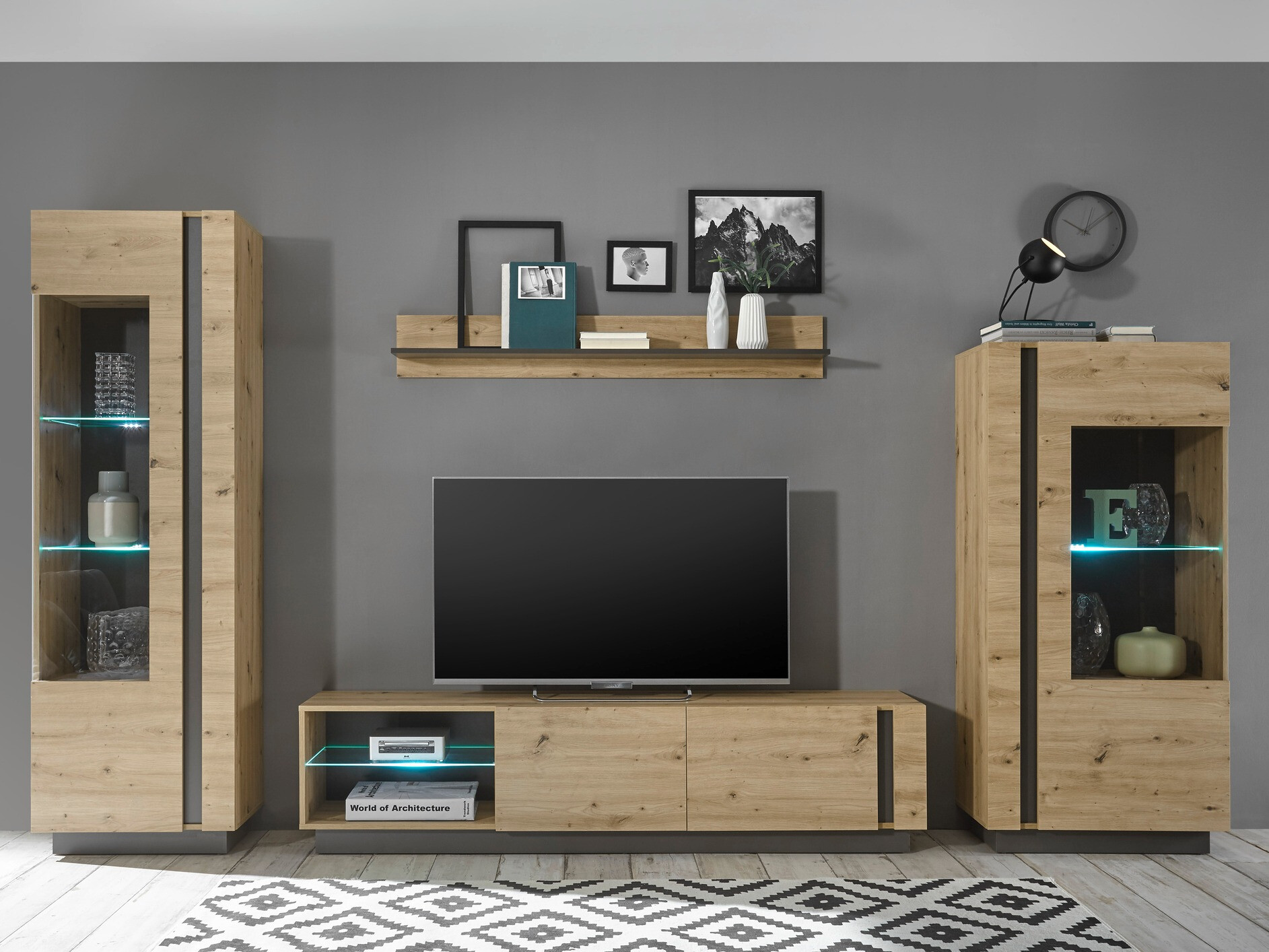 Set de living Veropho 112 (Stejar artizan + Grafit)