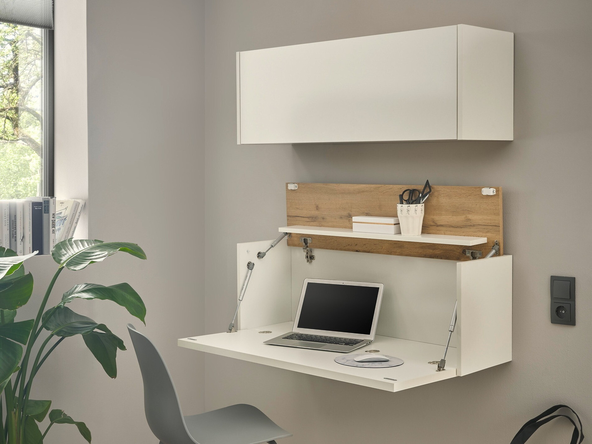 Set birou acasă Elbsori 158 (Alb + Stejar Wotan)