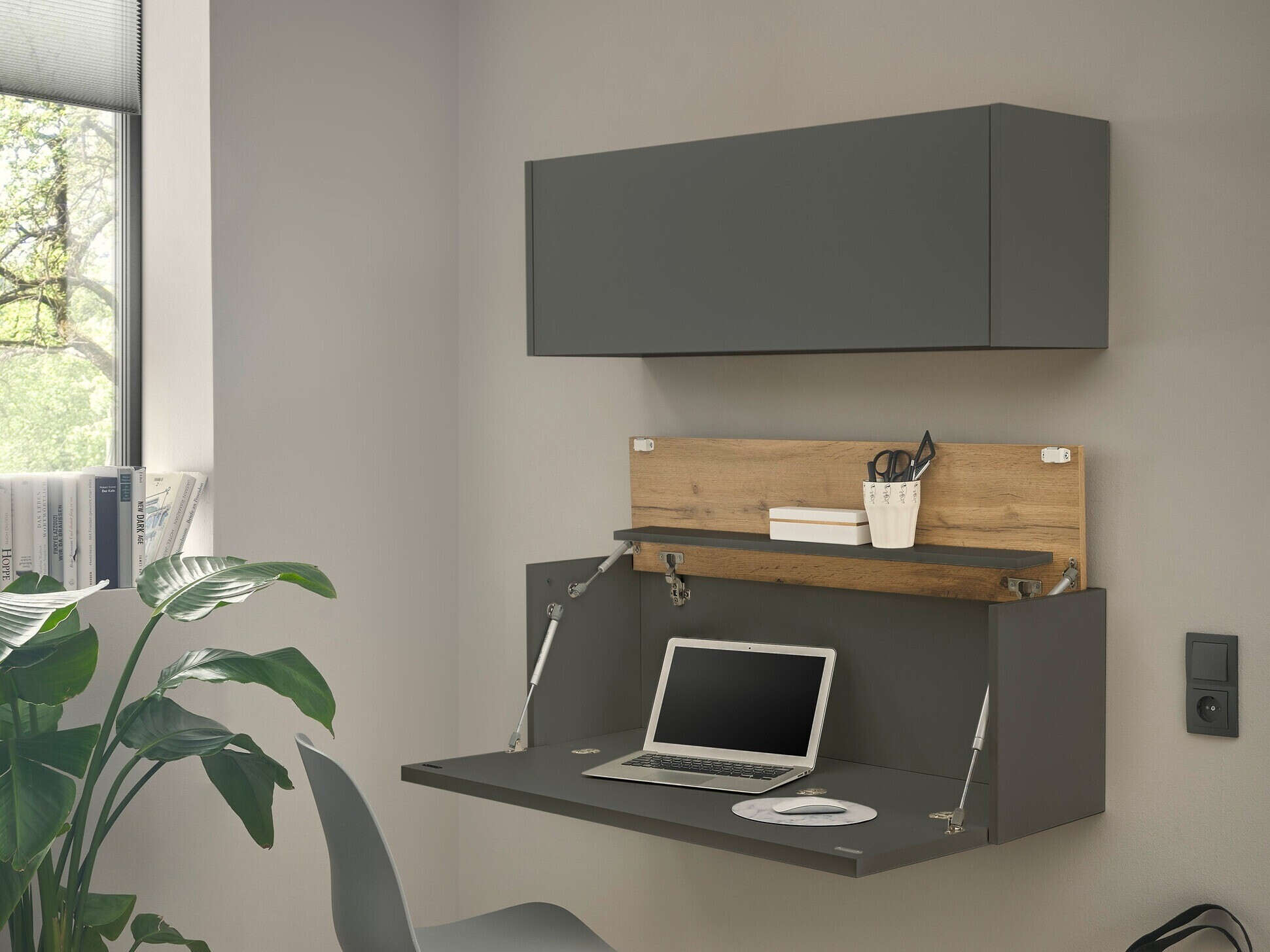 Set birou acasă Elbsori 158 (Antracit + Stejar Wotan)