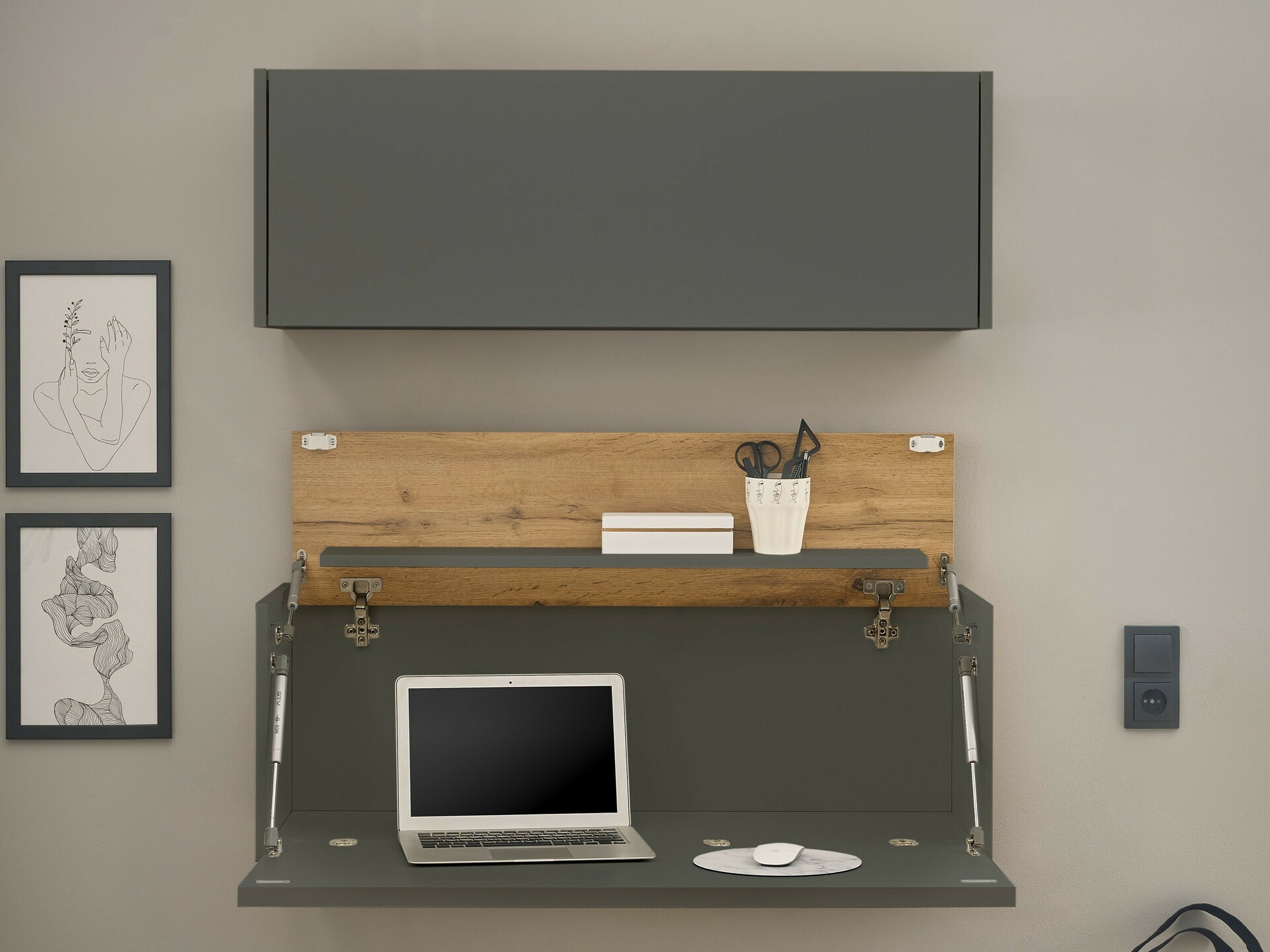 Set birou acasă Elbsori 158 (Antracit + Stejar Wotan)