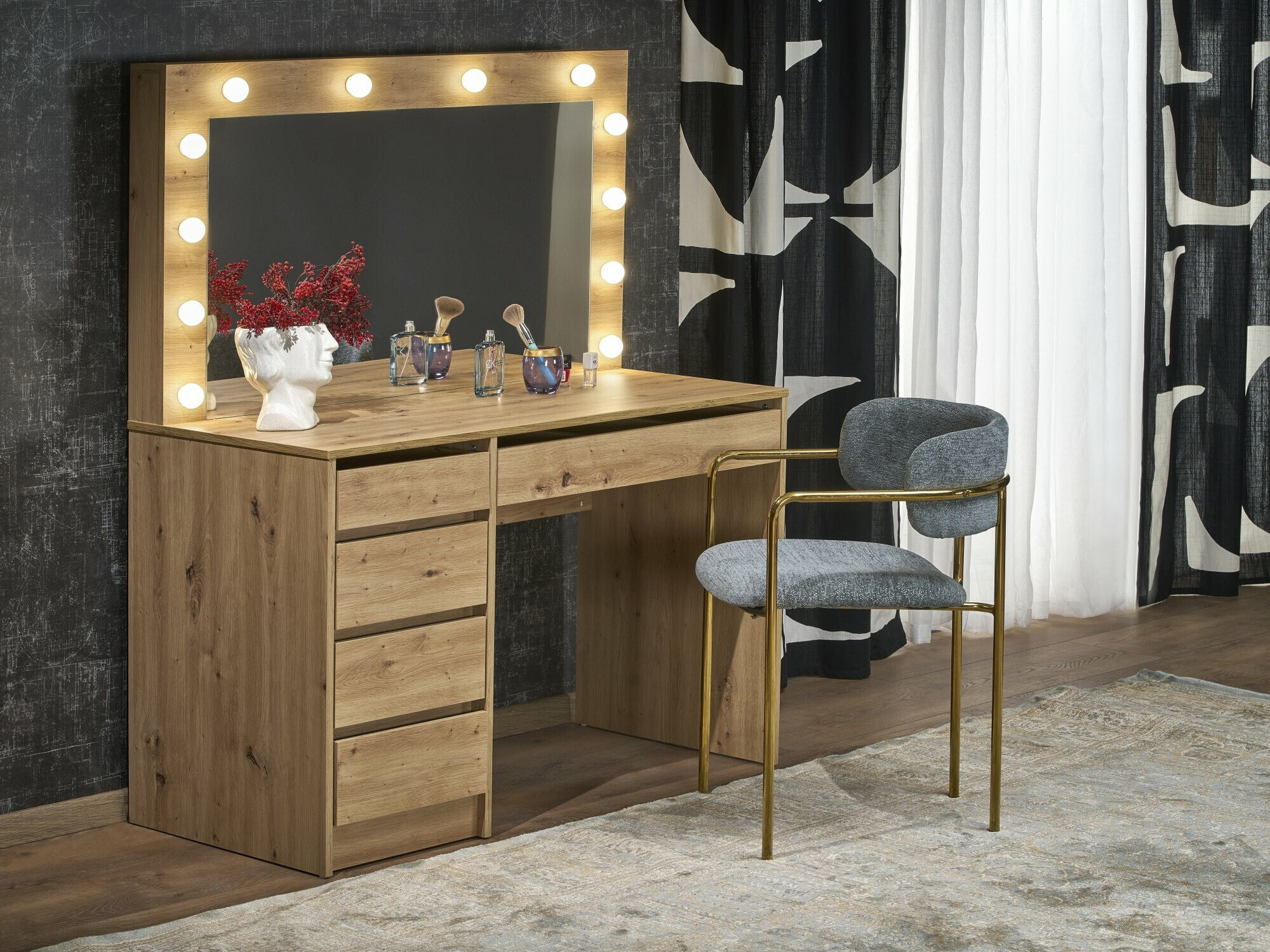 Măsuță de machiaj Houston 1504 (Stejar artizan)