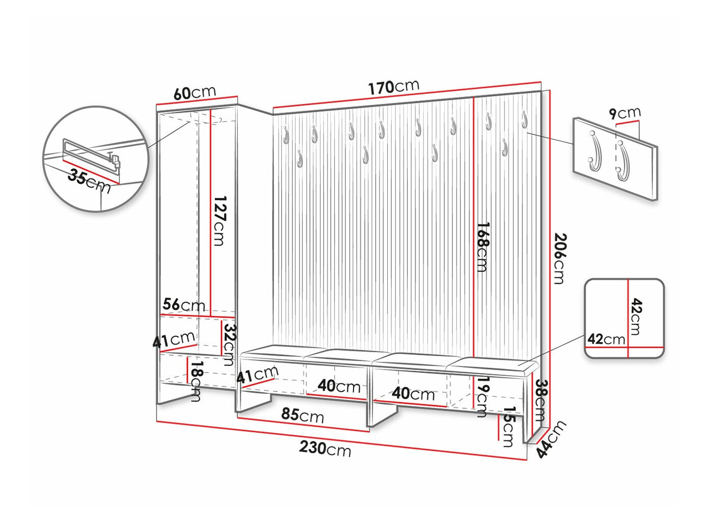 Set de hol Donio VI (Stejar artizan + Manila 02)