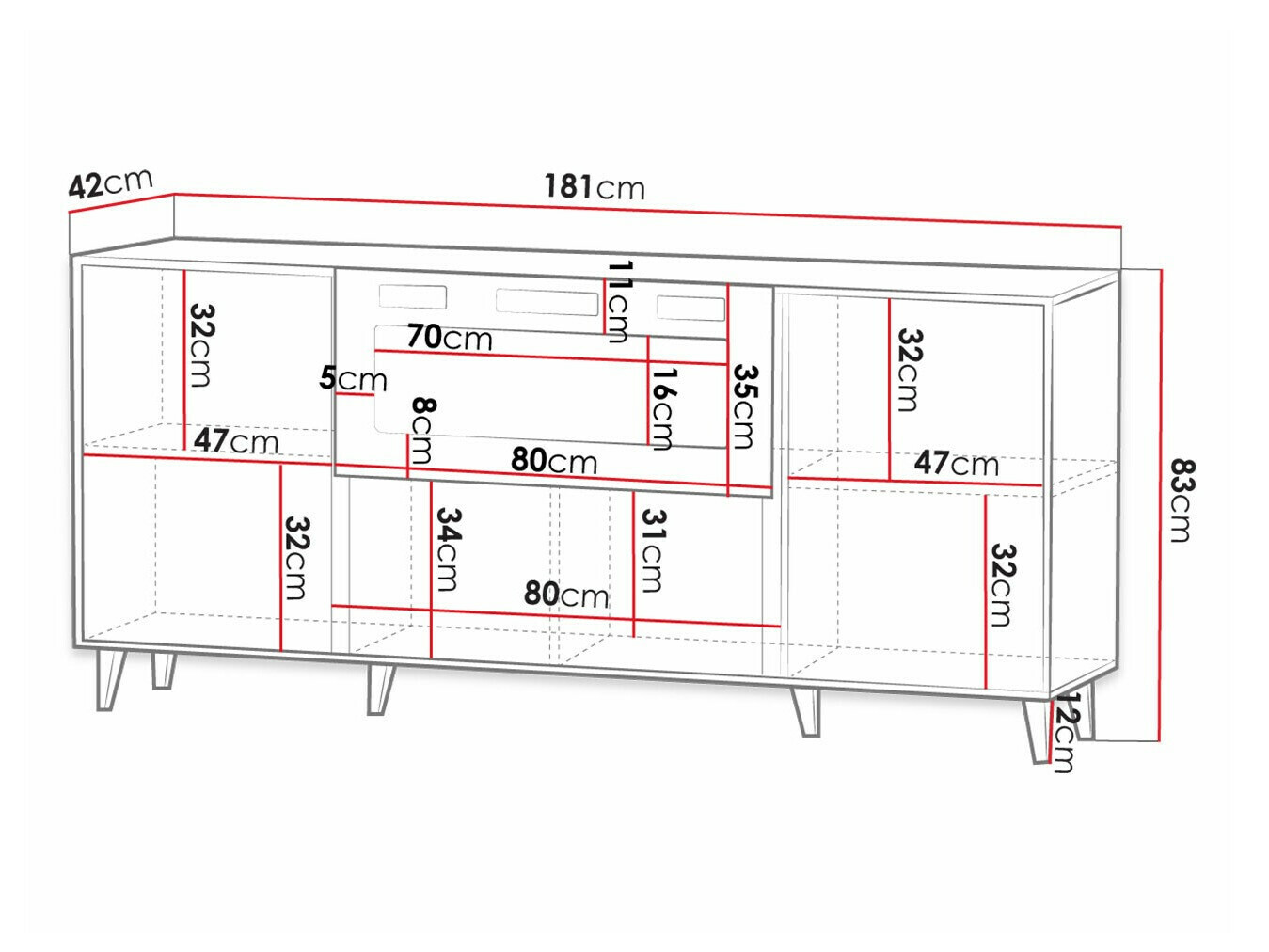Bufet Dicto I (Alb + Negru)