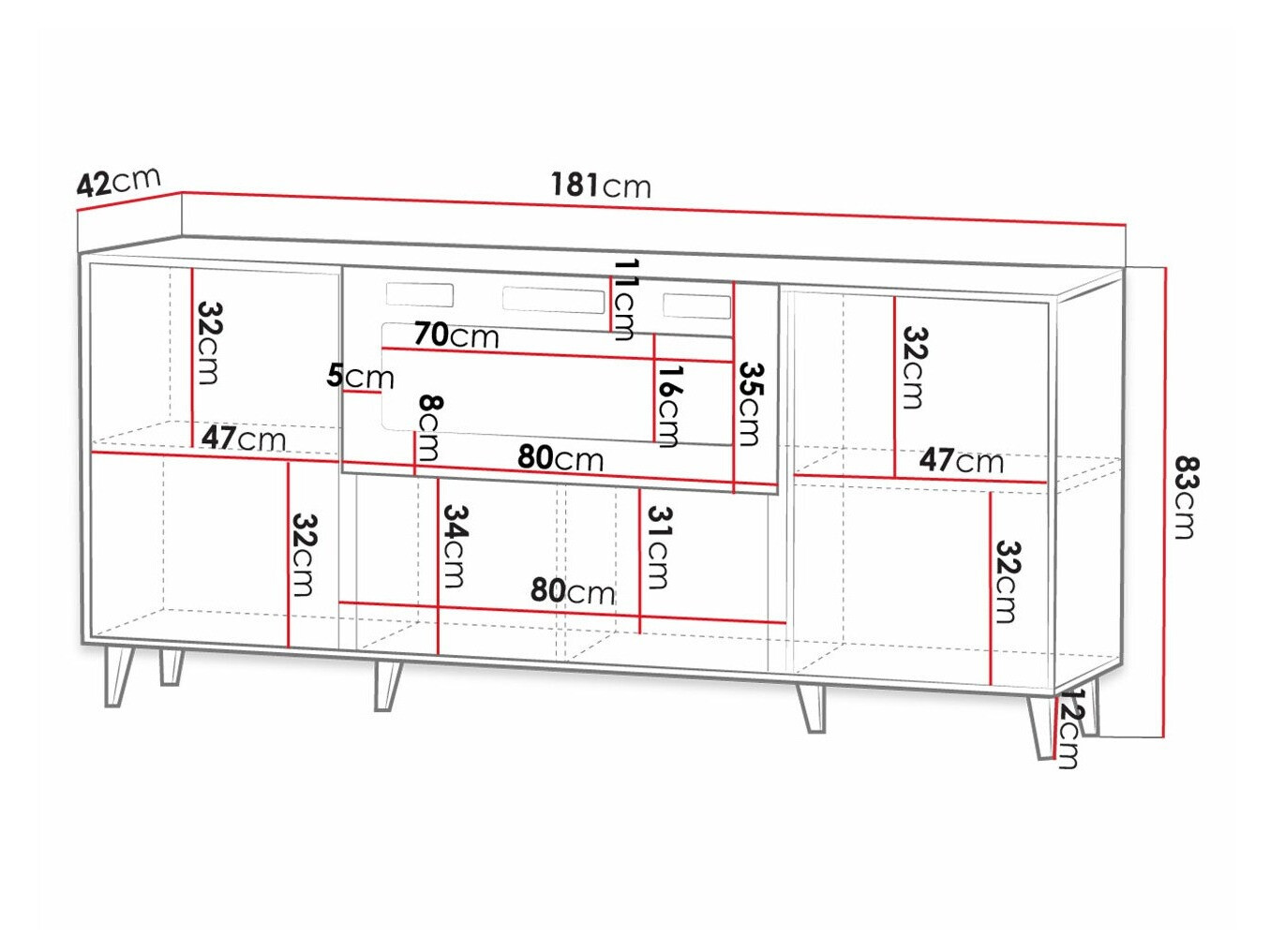 Bufet Levmari 104 (Negru + De aur)