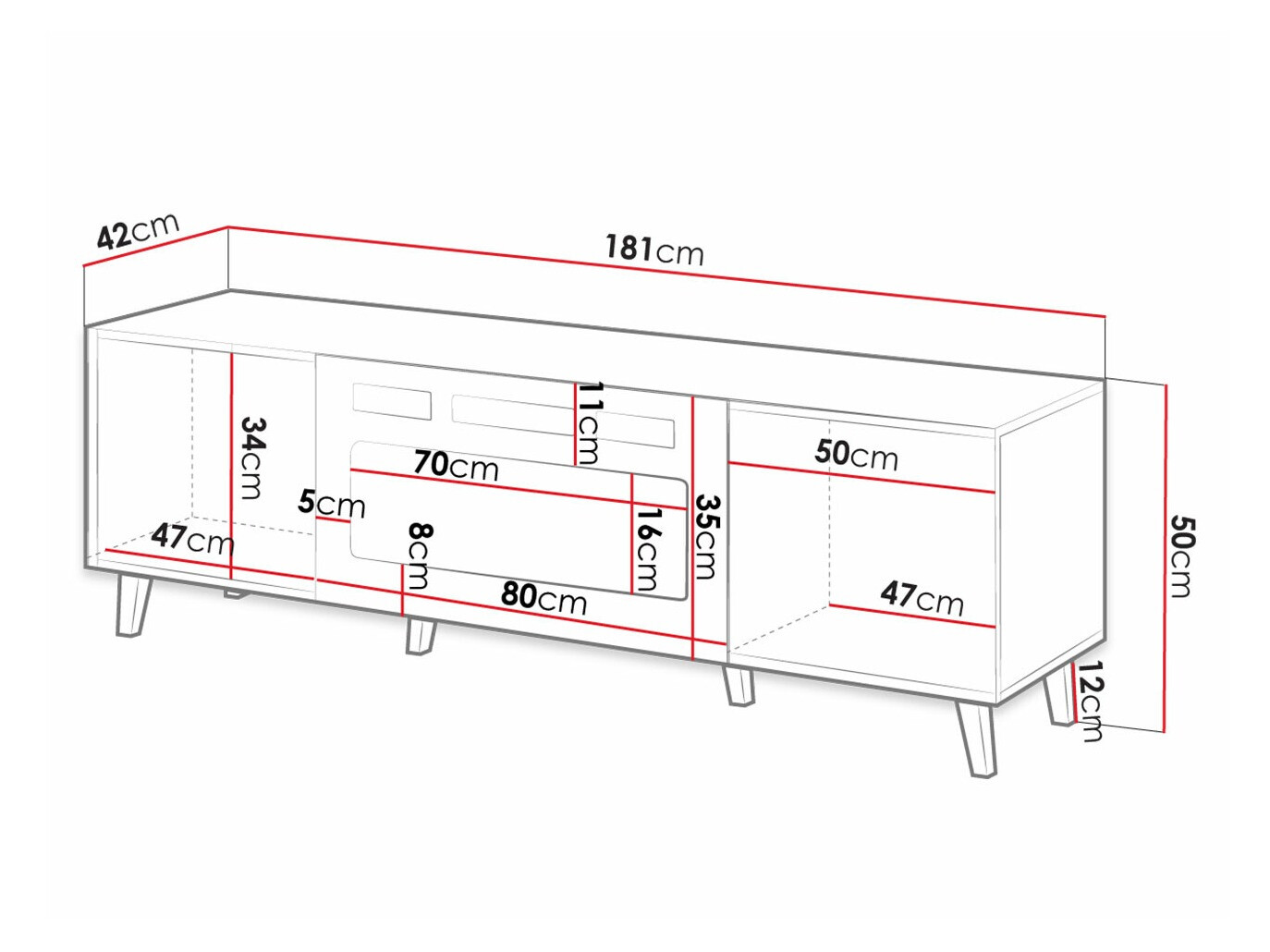 Comodă TV Levmari 106 (Alb + Negru)