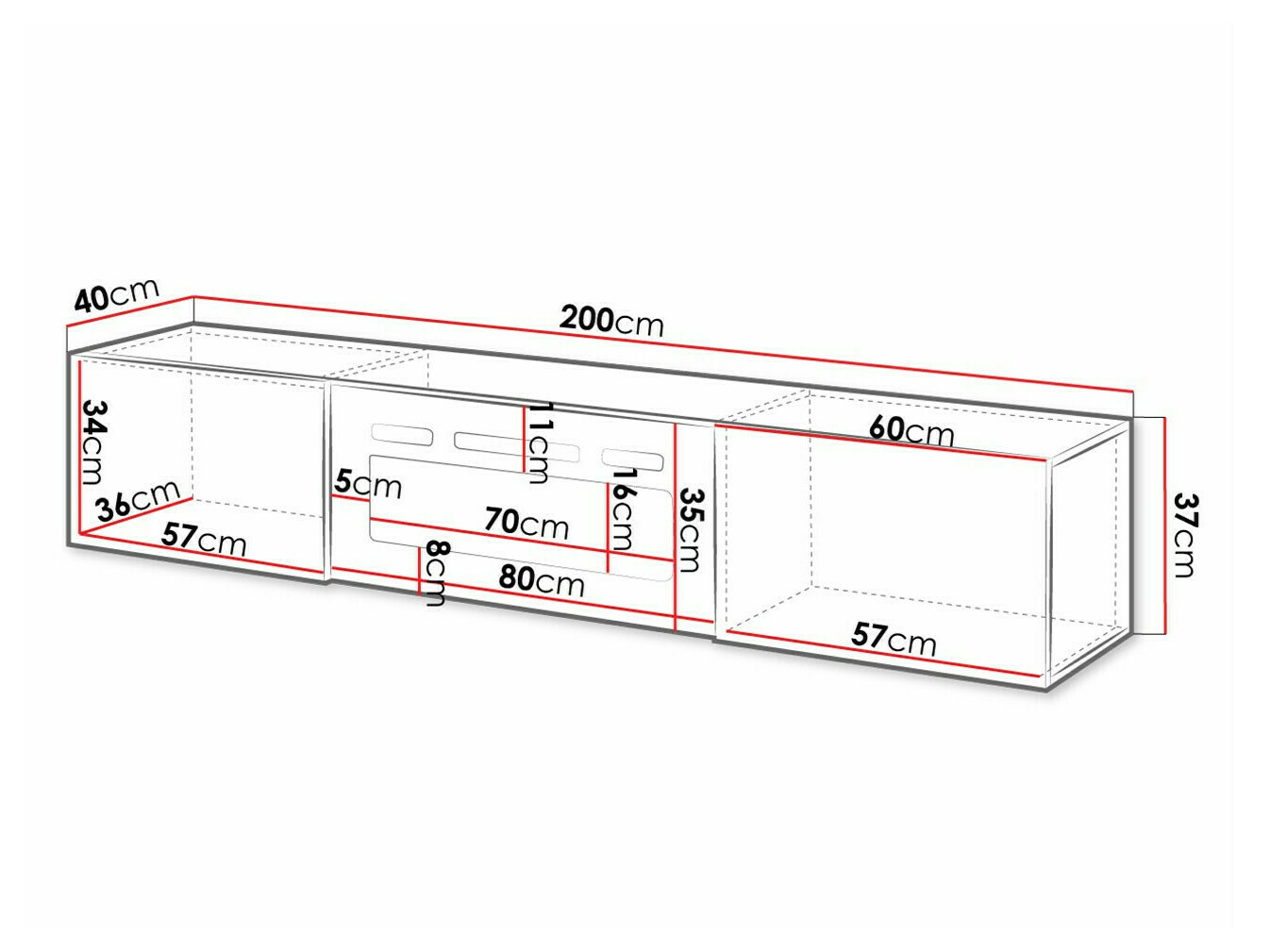 Comodă TV Imago I (Alb + Alb lucios)