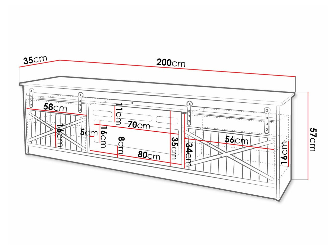 Comodă TV Charlotte 165 (Stejar Wotan)