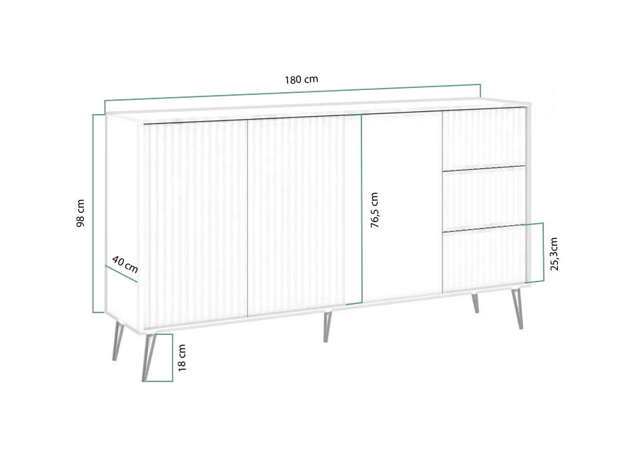 Comodă Cirferi 102 (Alb + Auriu)