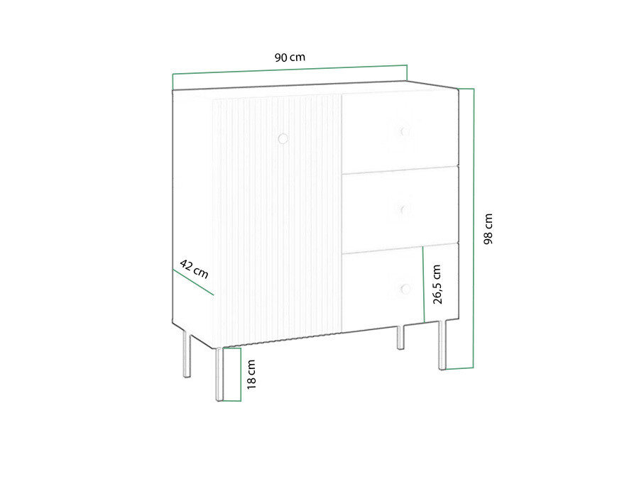 Comodă Etliva 100 (Alb + Auriu)