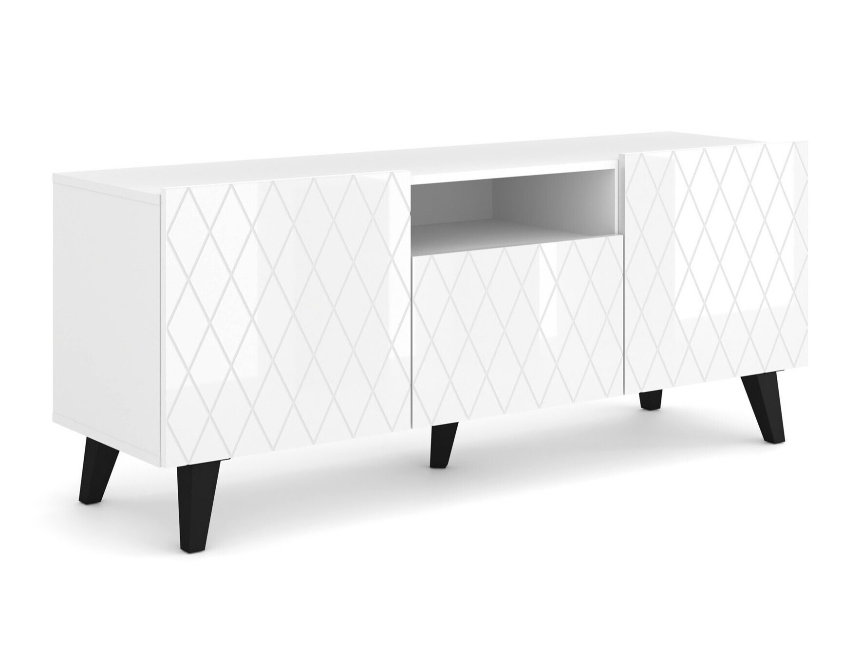 Comodă TV Melmoro 105 (Alb lucios + Negru)