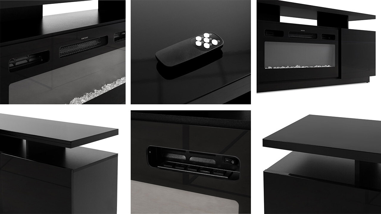 Comodă TV Figura I (Alb + Alb lucios)