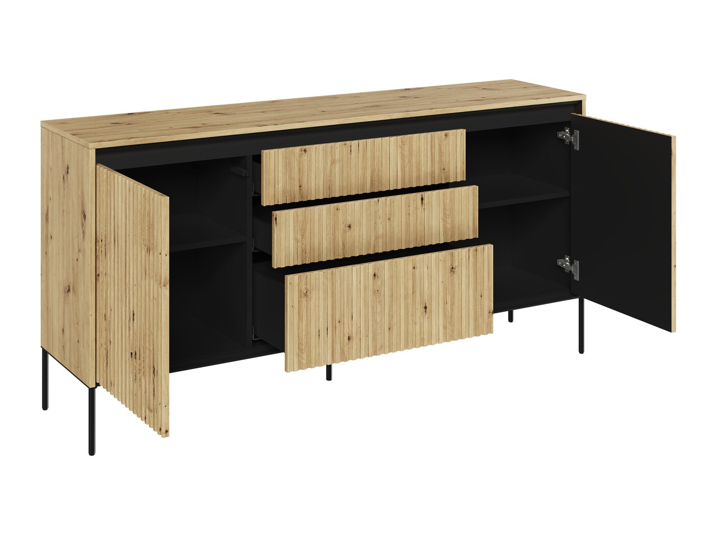 Comodă Fernolu 100 (Stejar artizan + Negru)